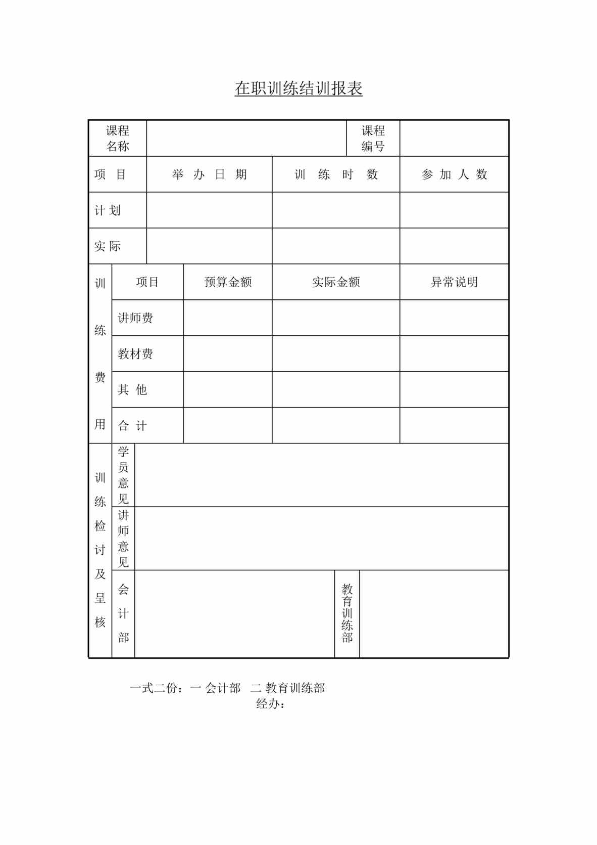 “培训管理在职训练结训报表DOC”第1页图片