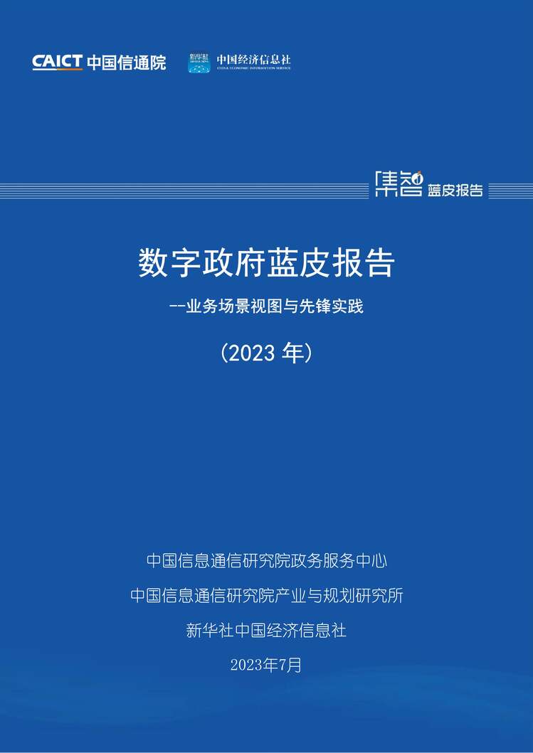 “数字政府蓝皮报告——业务场景视图与先锋实践（2023年）PDF”第1页图片