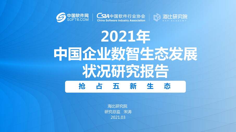 “海比研究：2021年中国企业数智生态发展状况研究报告PDF”第1页图片