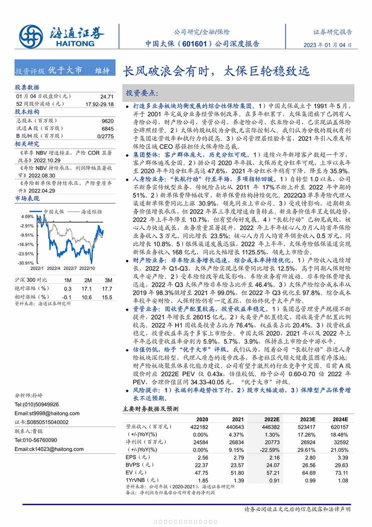 “2023年长风破浪会有时太保巨轮稳致远46页PDF”第1页图片