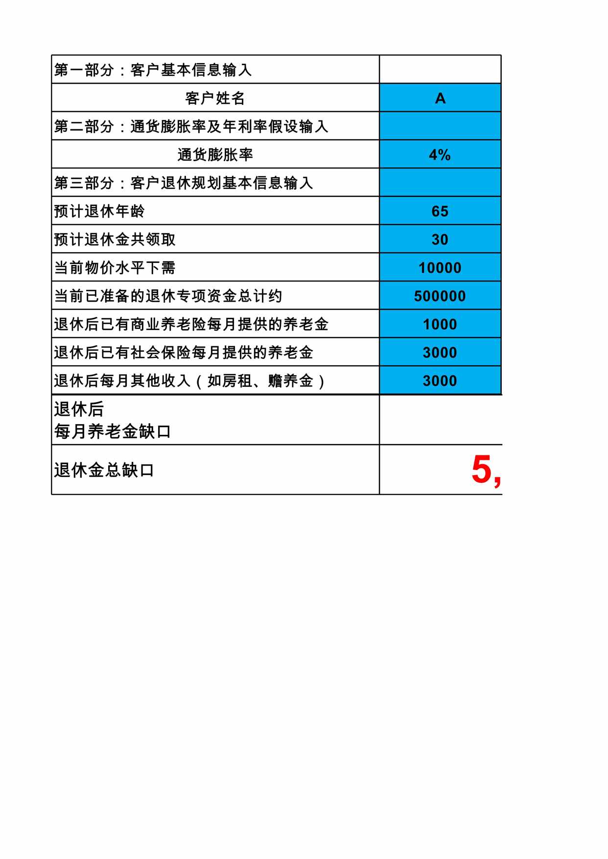 “保险营销过程工具简易养老金需求计算器XLS”第1页图片