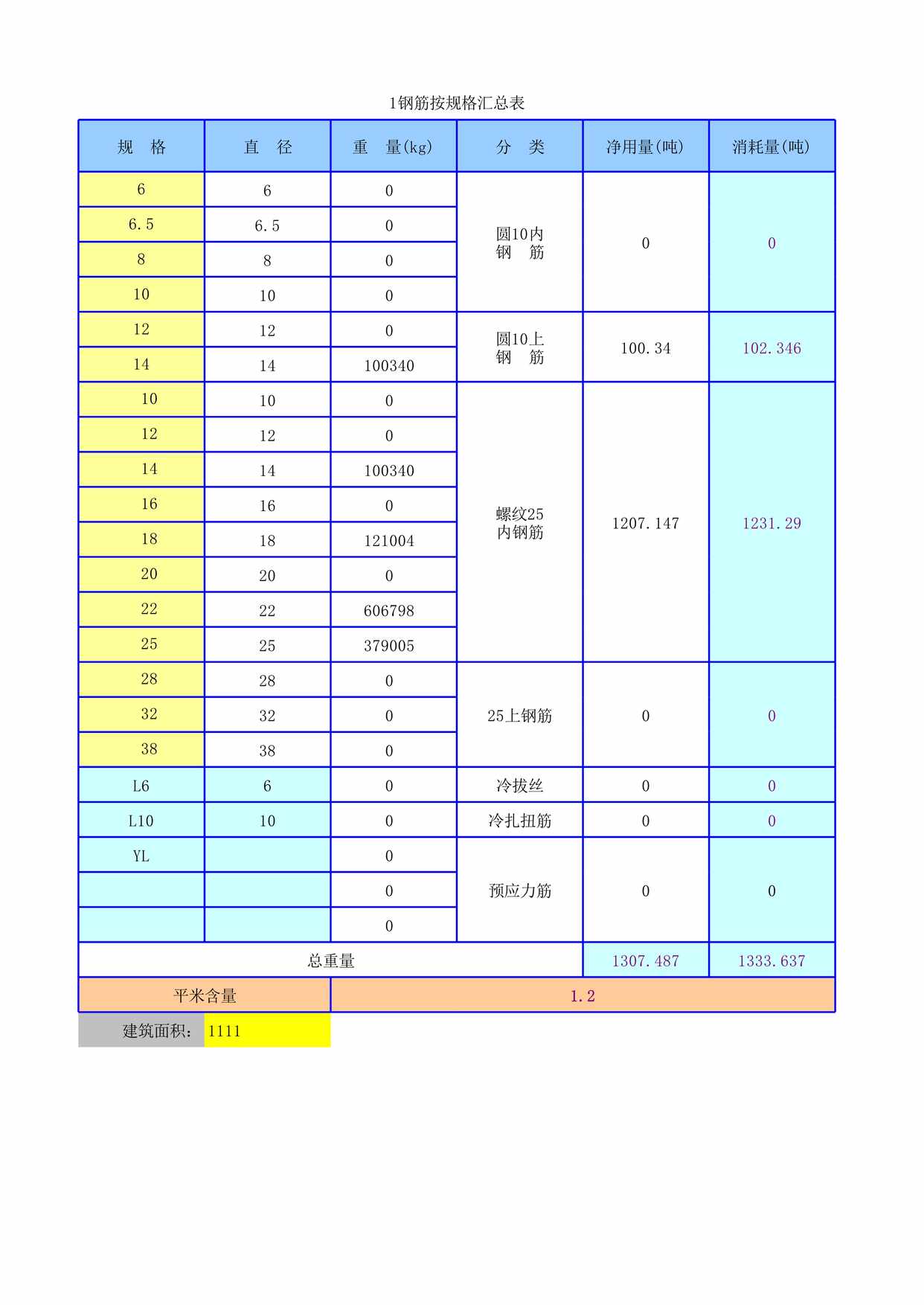 “平法框架梁自动计算表XLS”第1页图片