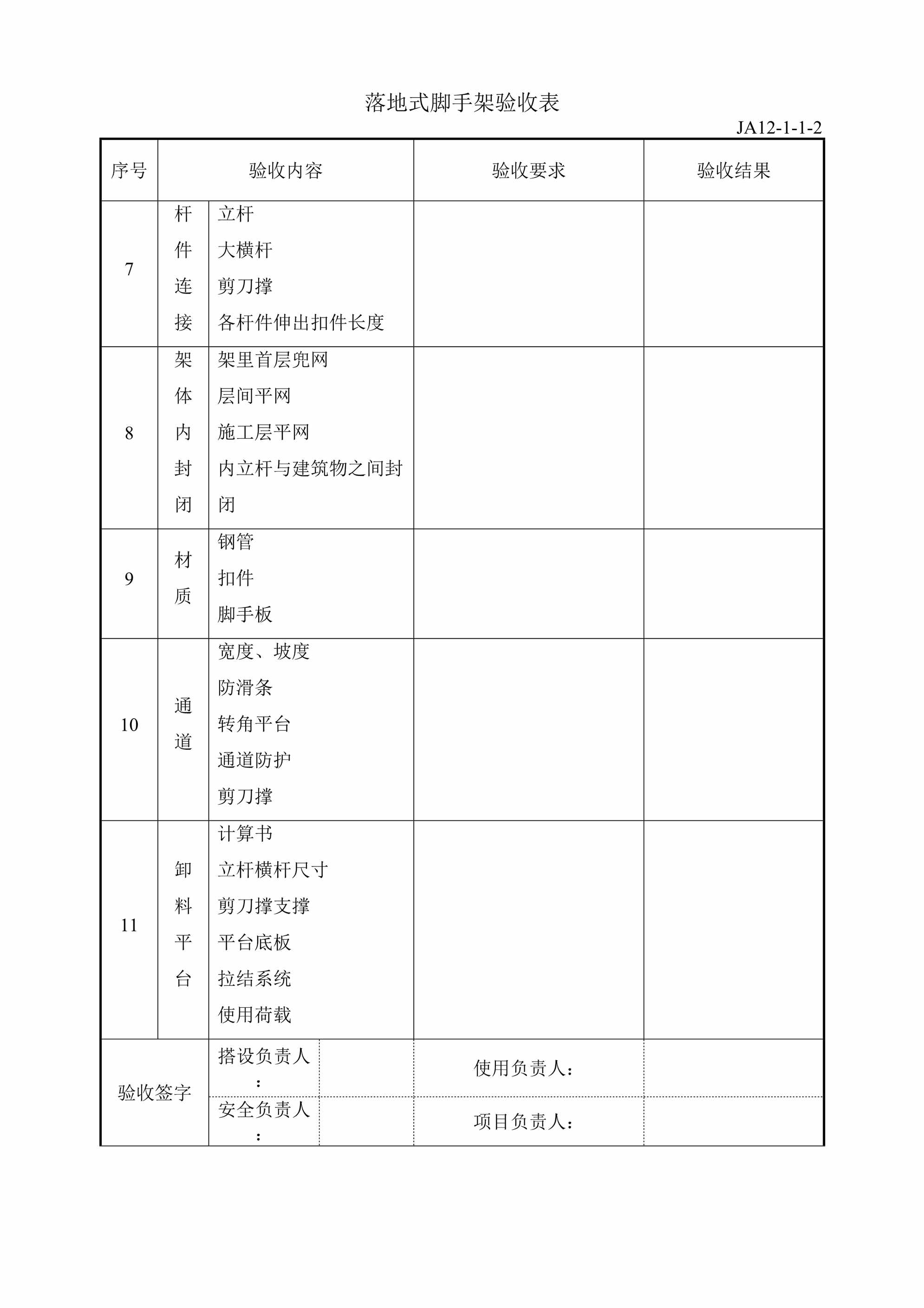 “落地式脚手架验收表DOC”第1页图片