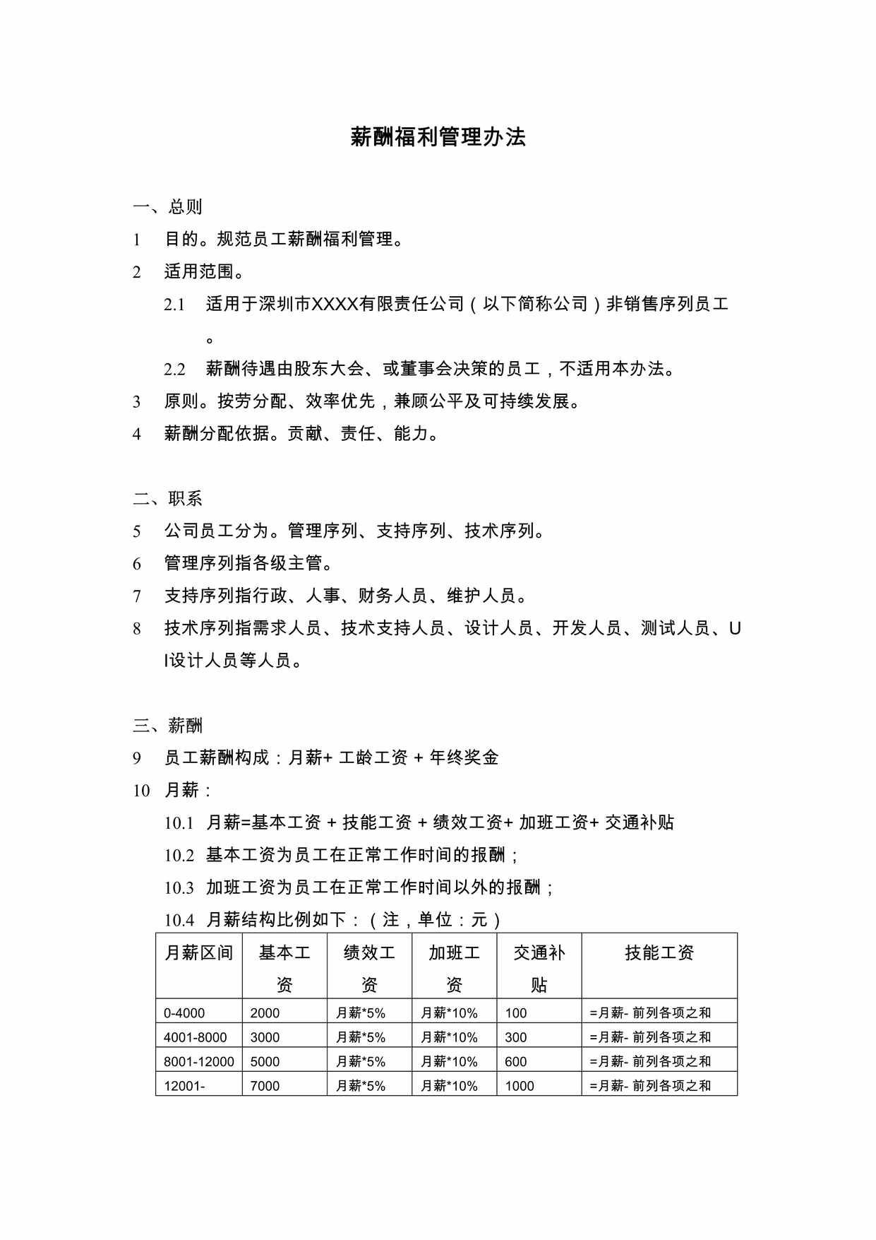 “中小IT科技公司薪酬福利管理办法DOC”第1页图片