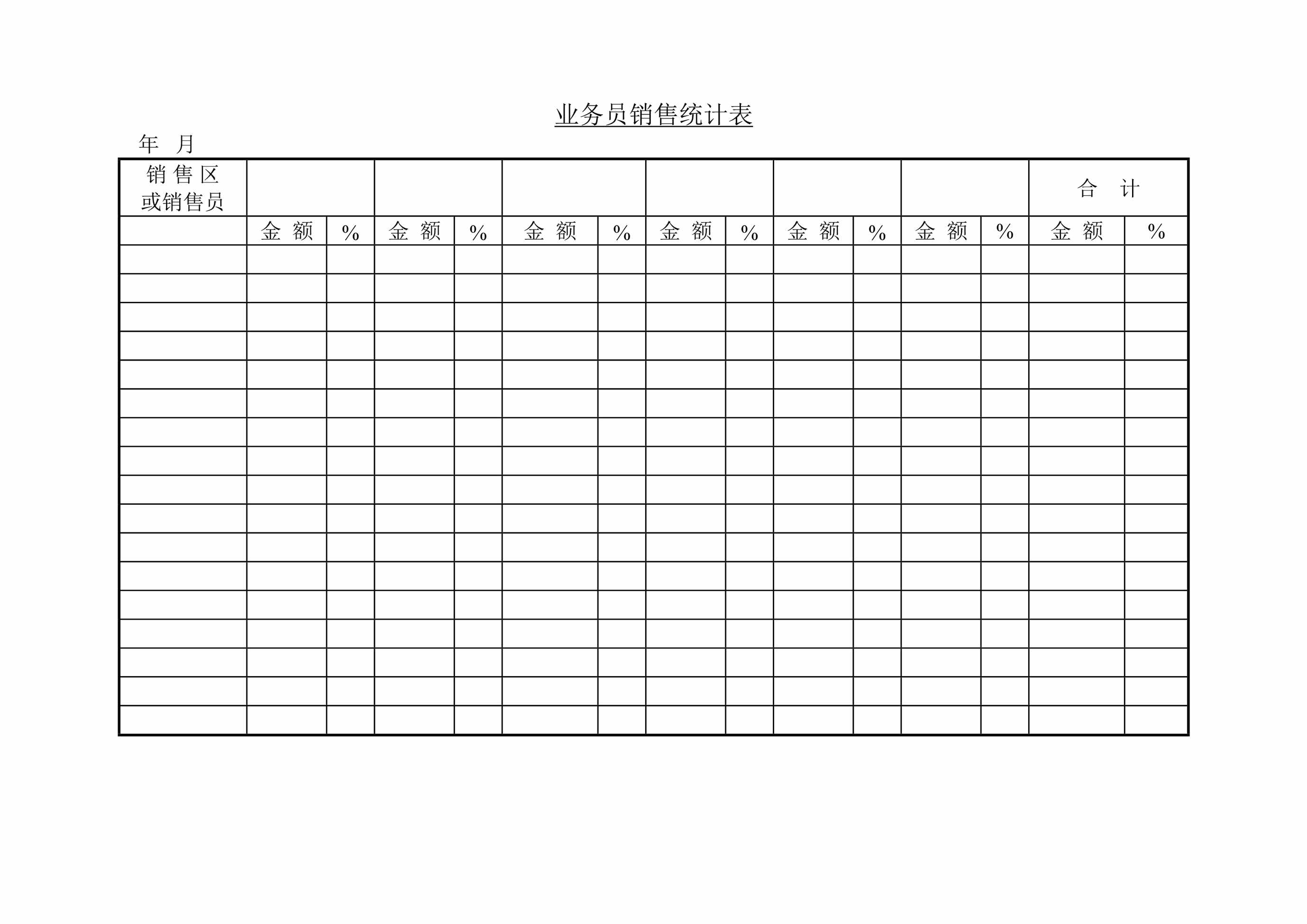 “业务员销售统计表DOC”第1页图片