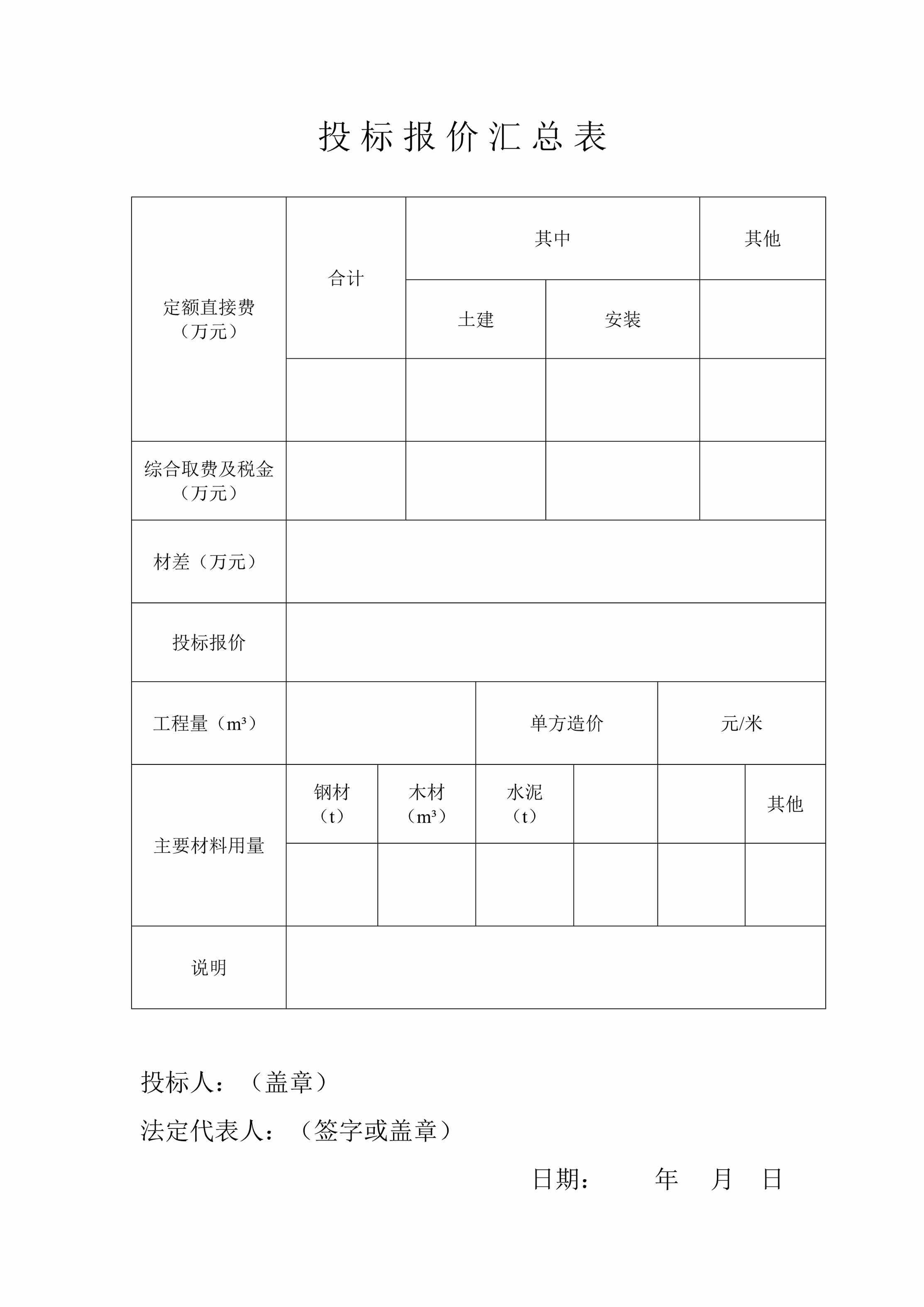 “投标报价汇总表DOC”第1页图片