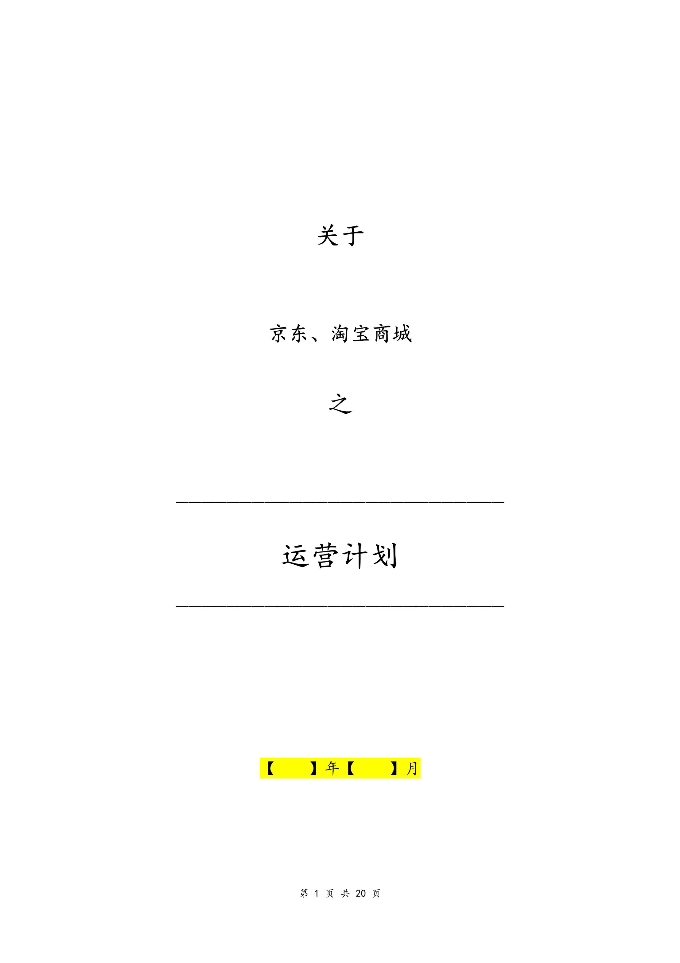 “京东、淘宝商城电商运营计划方案DOC”第1页图片