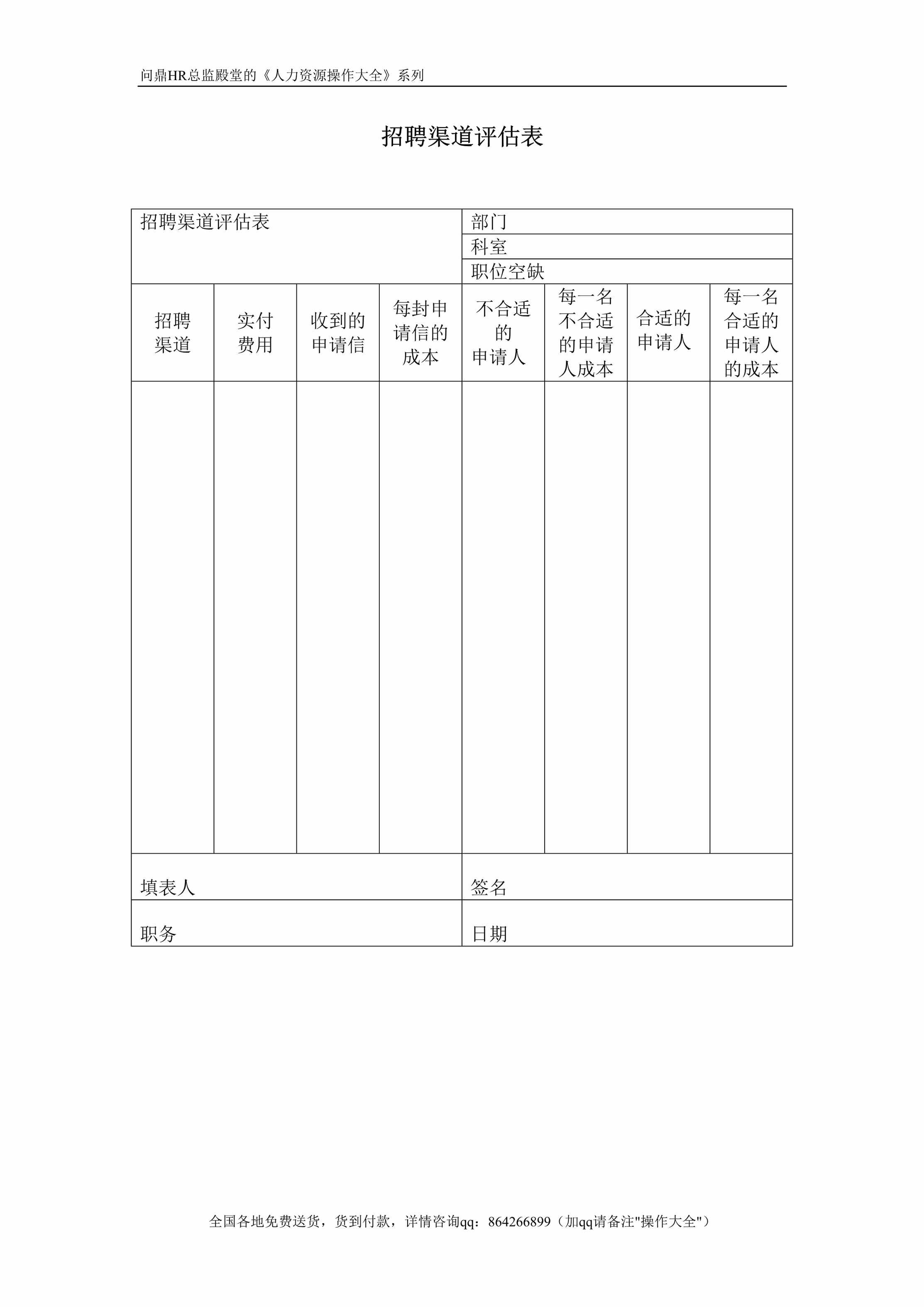 “招聘渠道评估表DOC”第1页图片