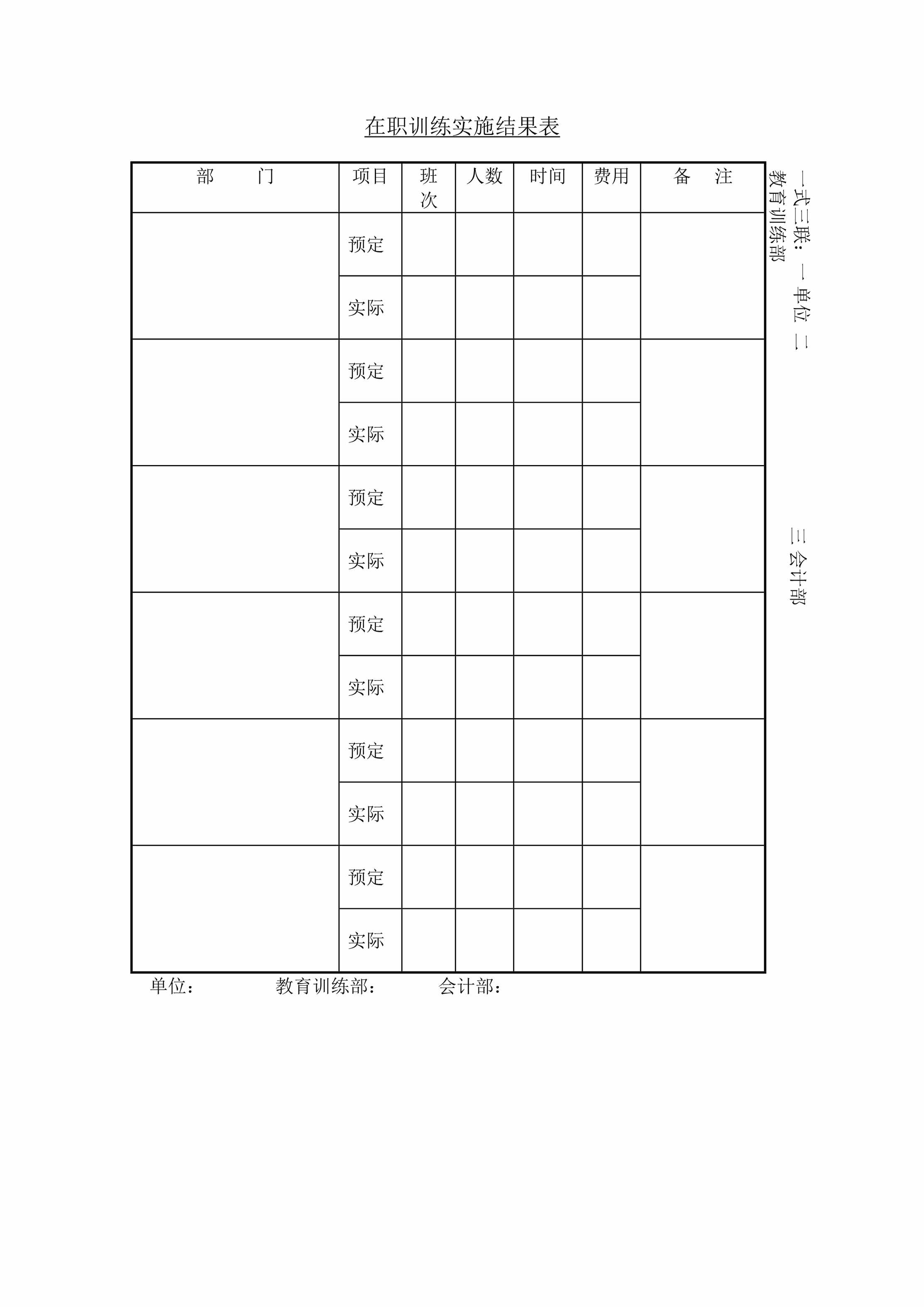 “在职训练实施结果表DOC”第1页图片