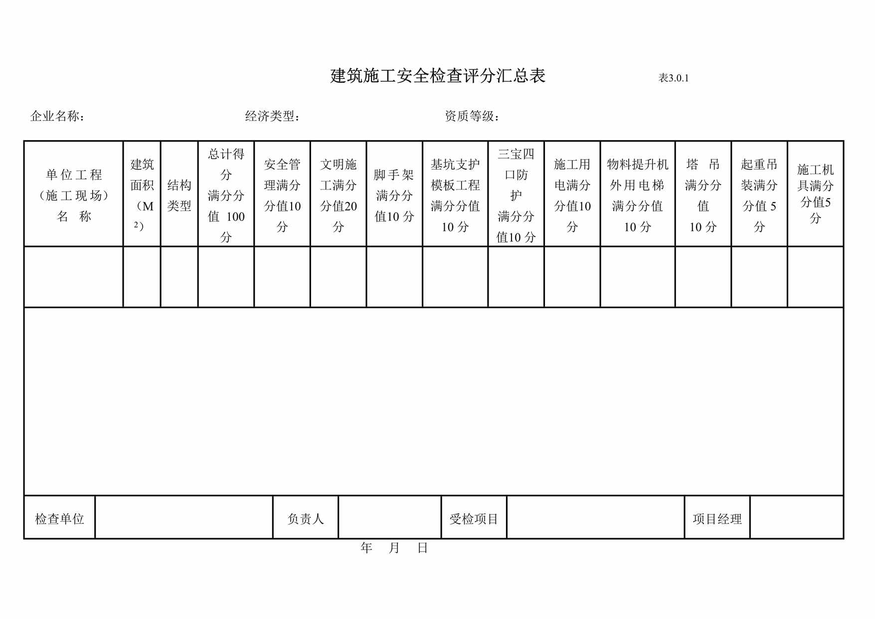 “建筑施工安全检查评分汇总表DOC”第1页图片