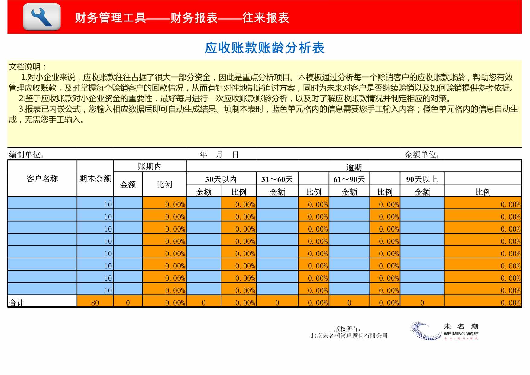 “应收账款账龄分析表按客户XLS”第1页图片