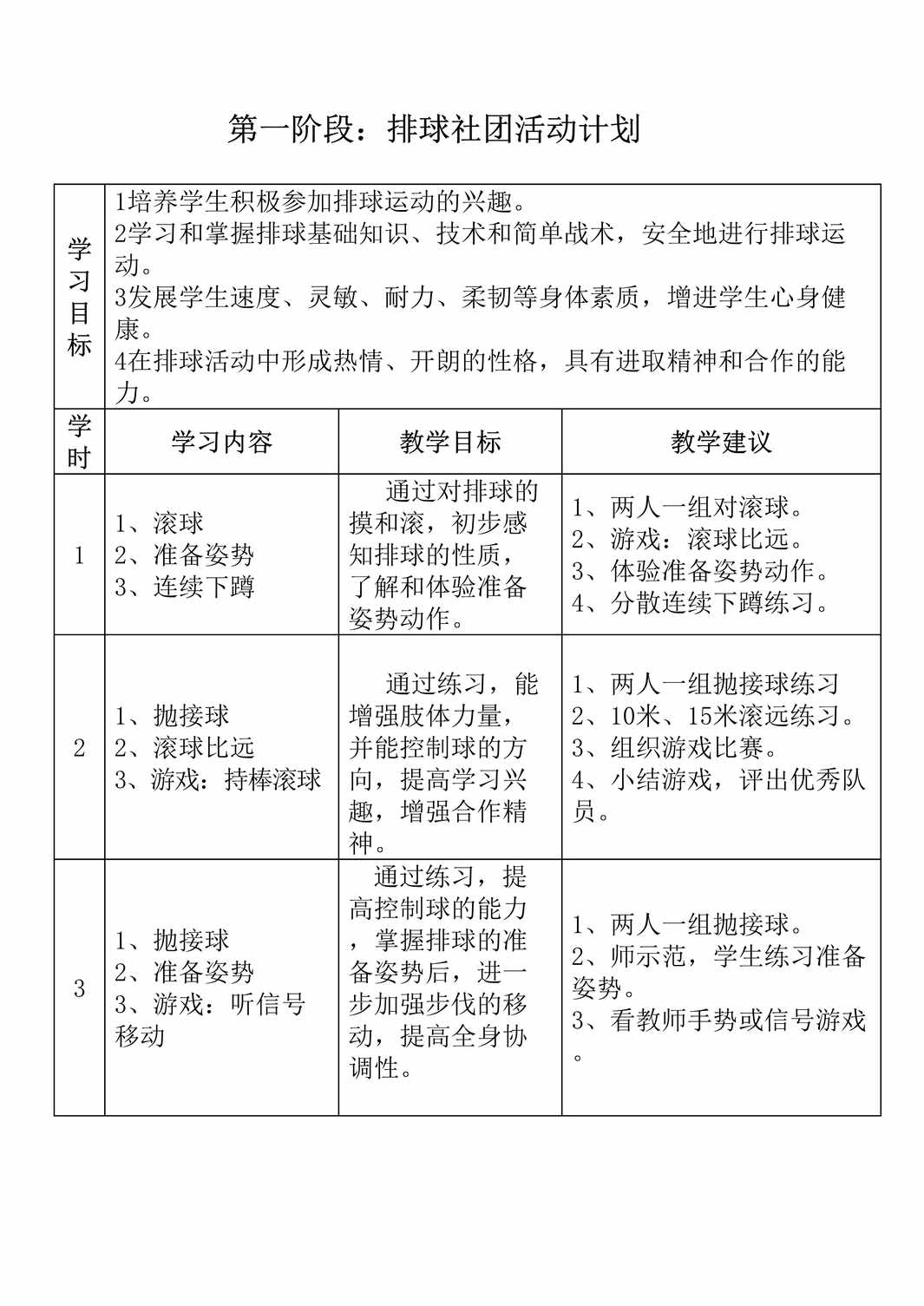 “排球社团活动课计划及教案16课DOC”第1页图片