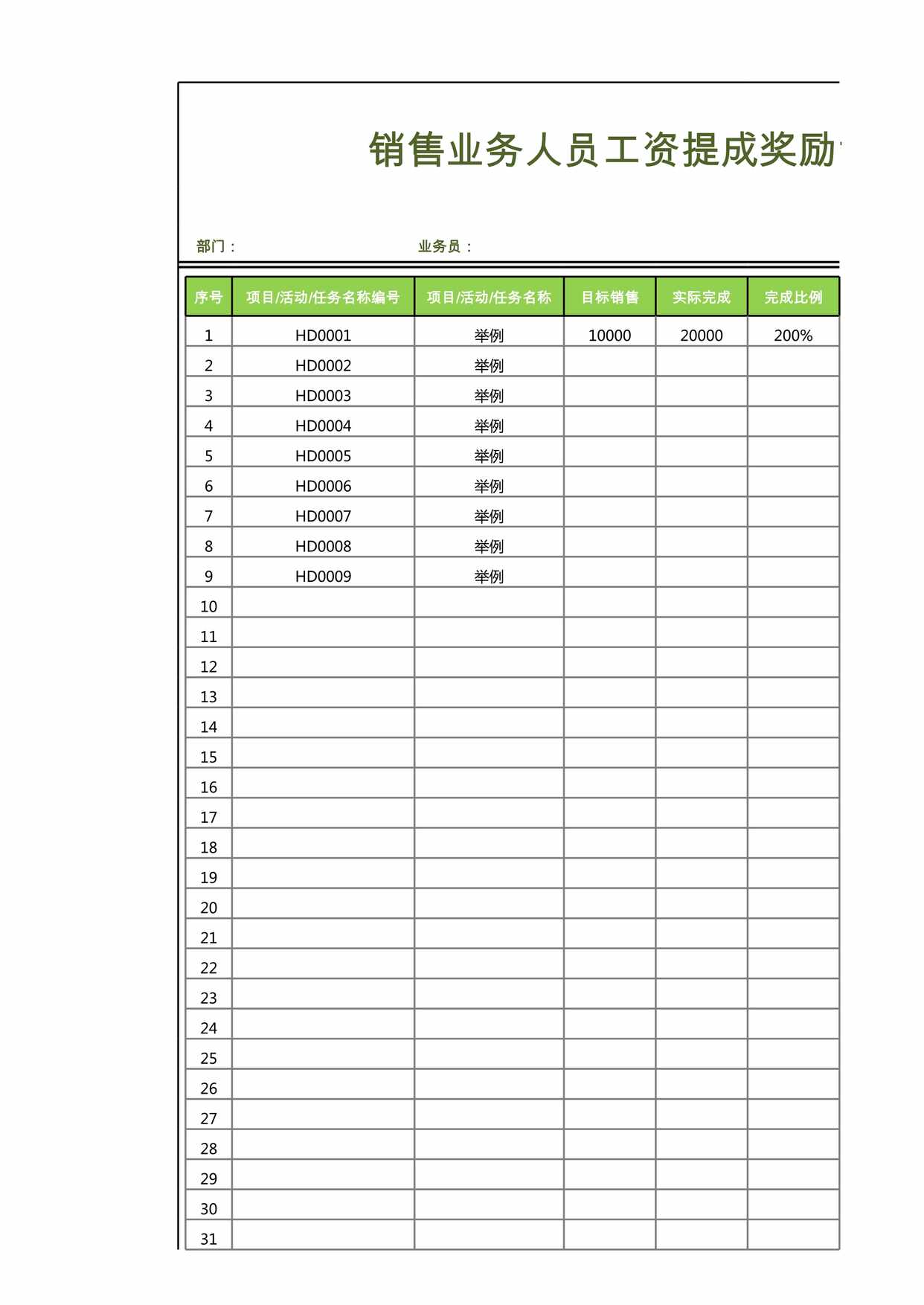 “销售业务人员工资提成奖励计算表XLS”第1页图片