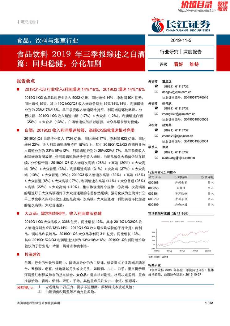 “食品饮料三季报综述之白酒篇_回归稳健_分化加剧(22页)PDF”第1页图片