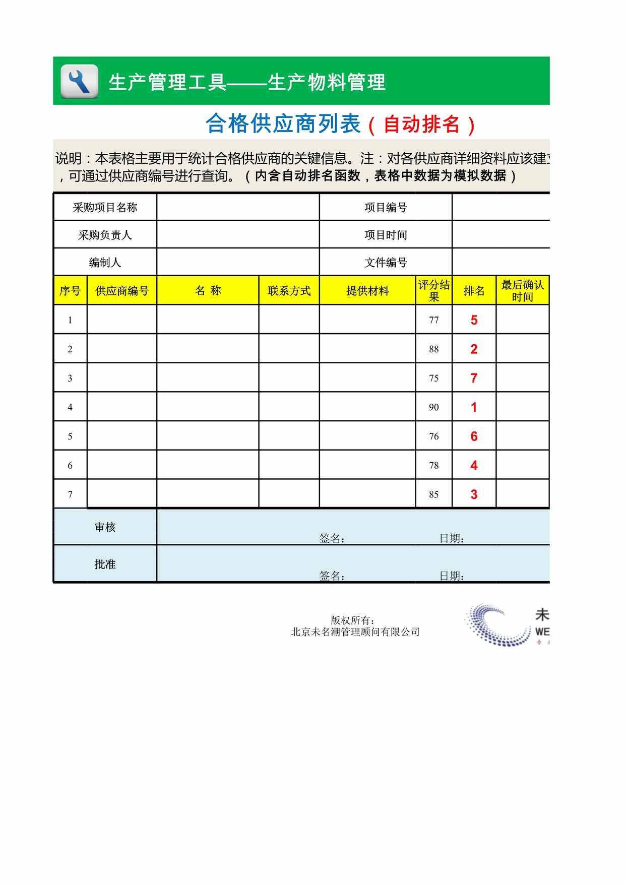 “合格供应商列表自动排名XLS”第1页图片