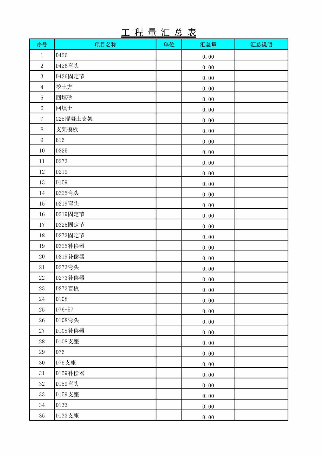 “工程量计算书自动计算含汇总表XLS”第1页图片