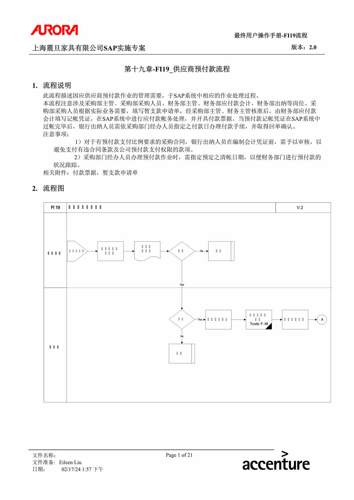 “公司制度流程之供应商预付款流程DOC”第1页图片