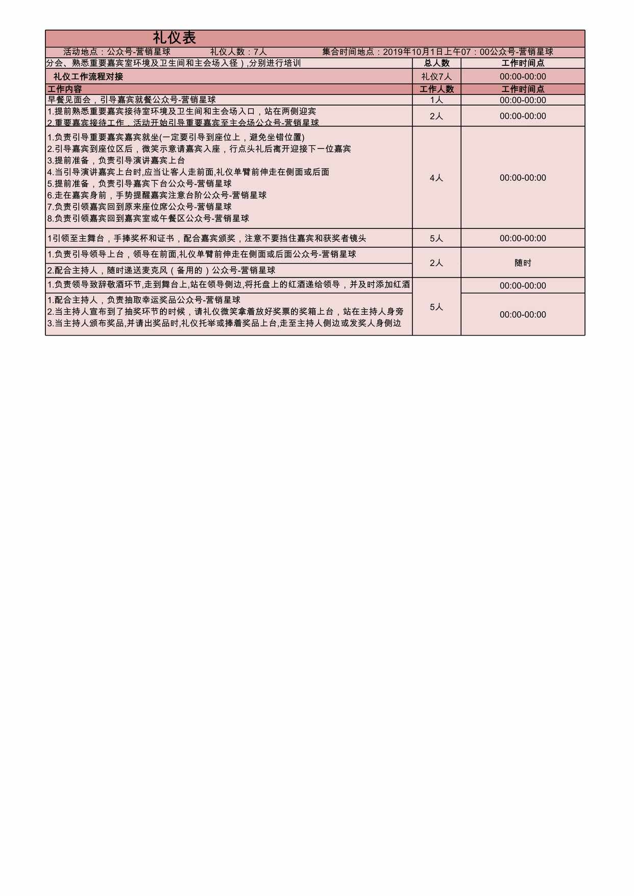 “活动策划礼仪表XLS”第1页图片