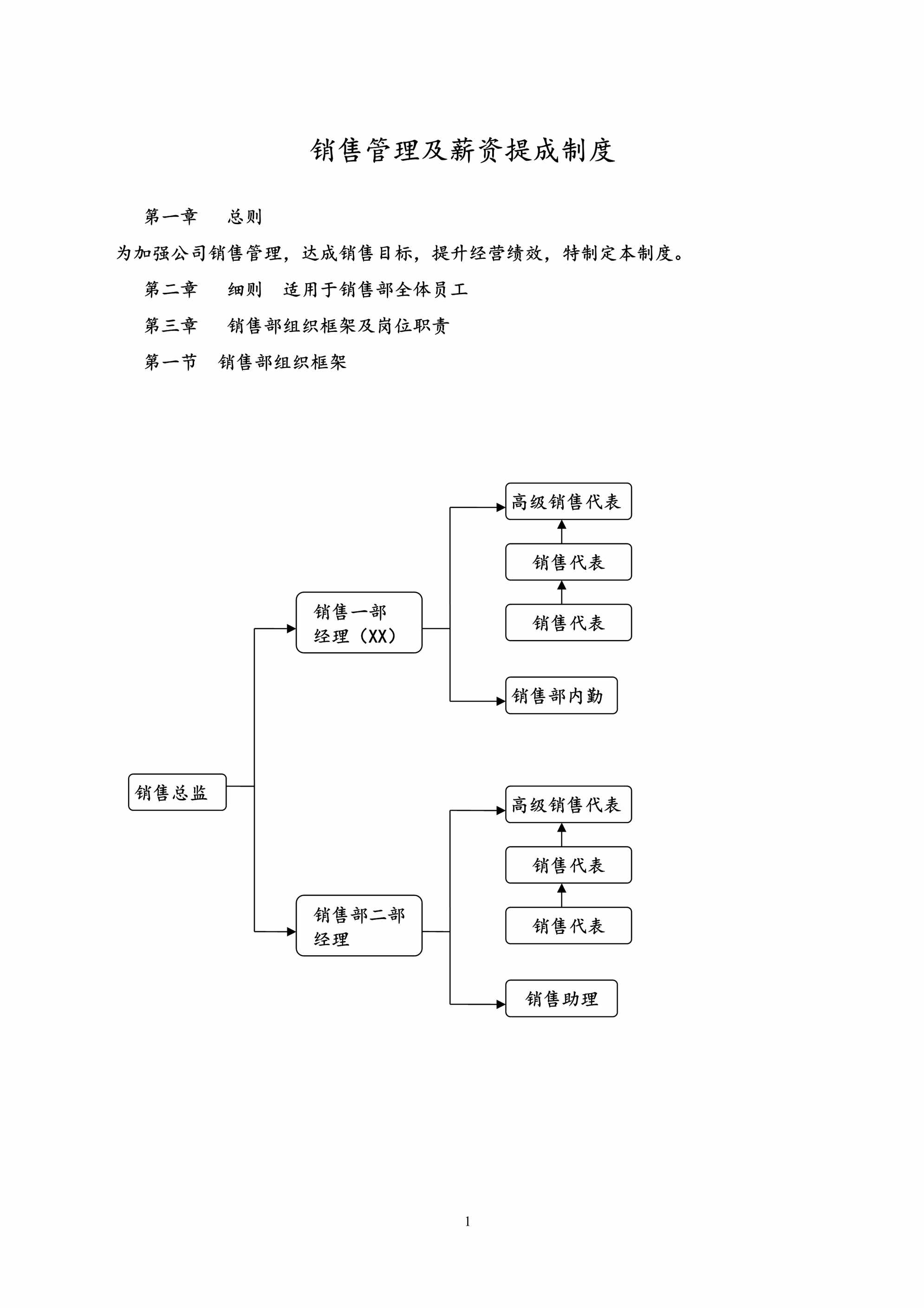 “(通用)销售管理及薪资提成制度DOC”第1页图片