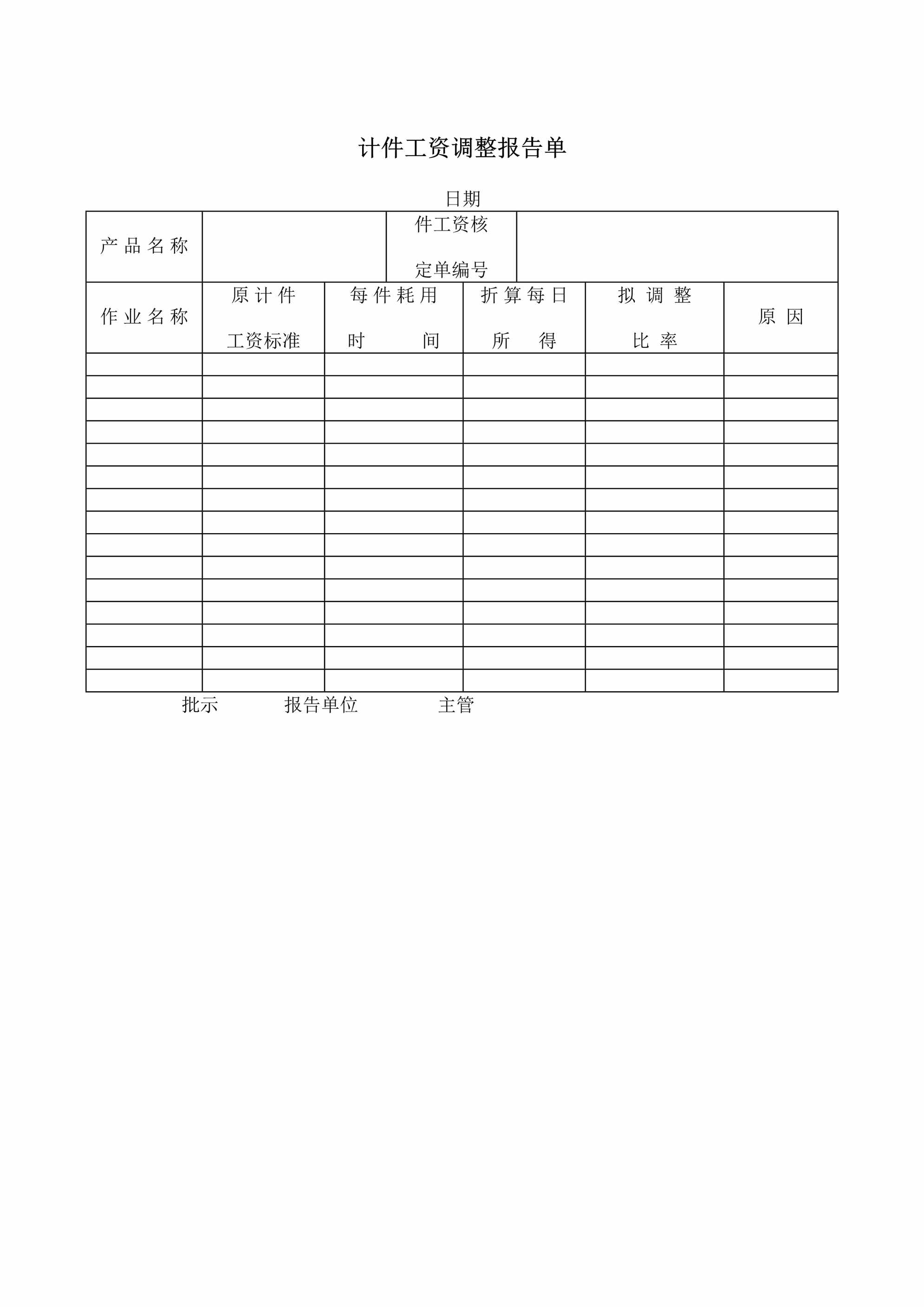 “计件工资调整报告单DOC”第1页图片