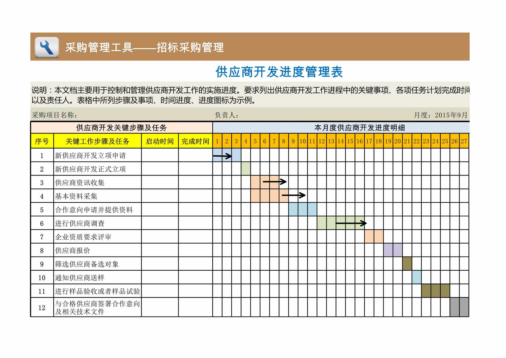 “供应商开发进度管理表XLS”第1页图片