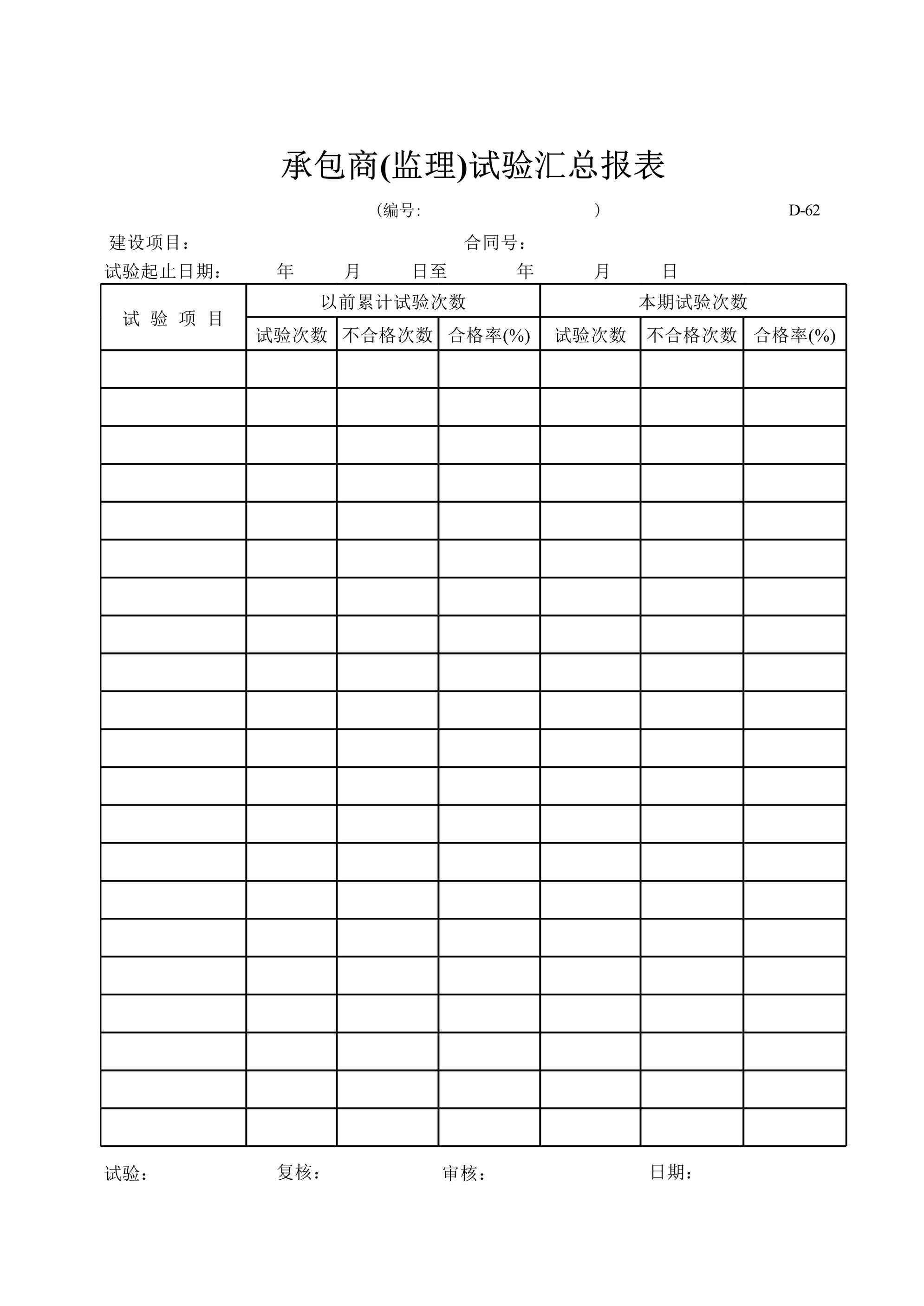 “D承包商监理试验汇总报表XLS”第1页图片