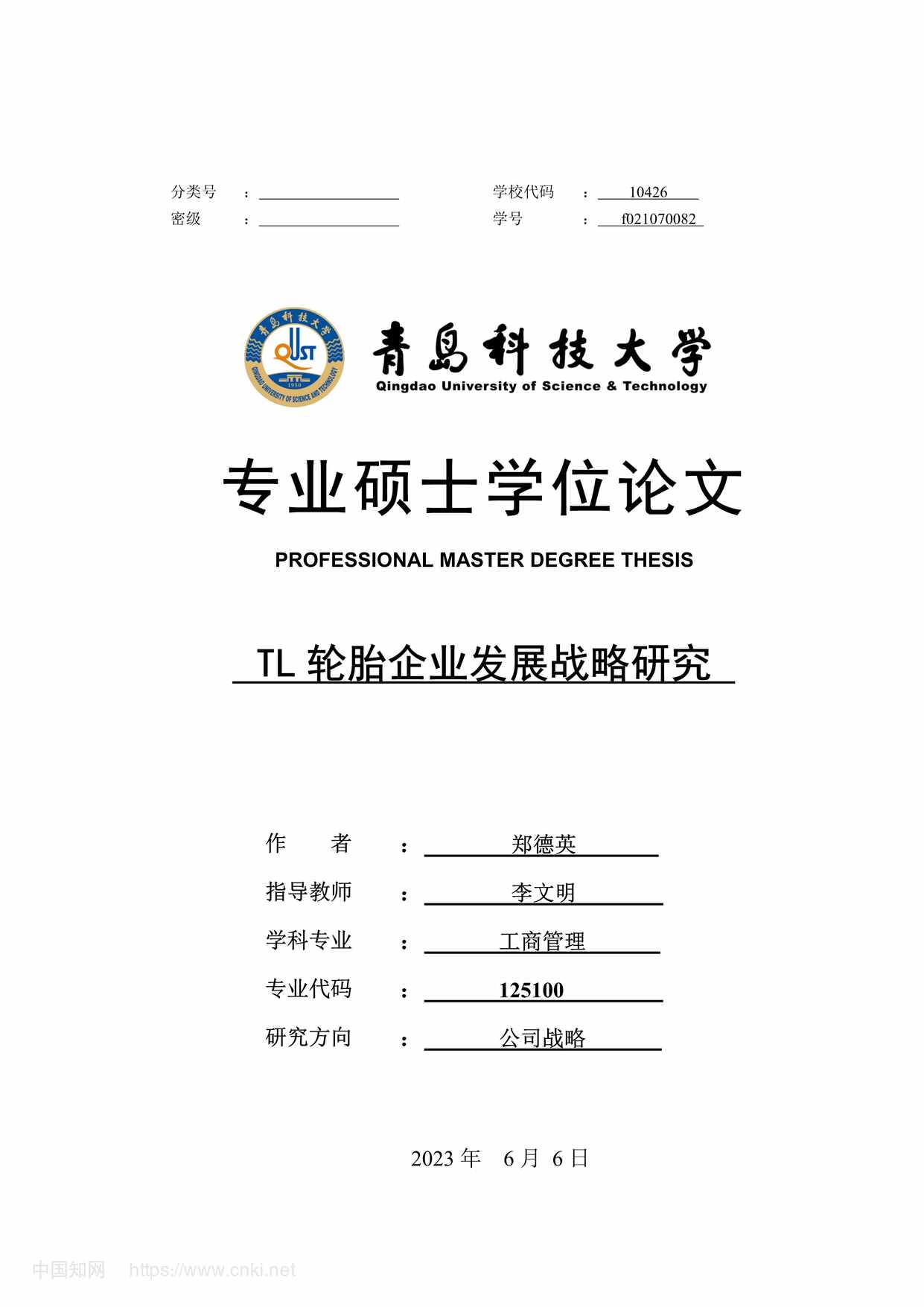 “TL轮胎企业发展战略研究_MBA硕士毕业论文PDF”第1页图片