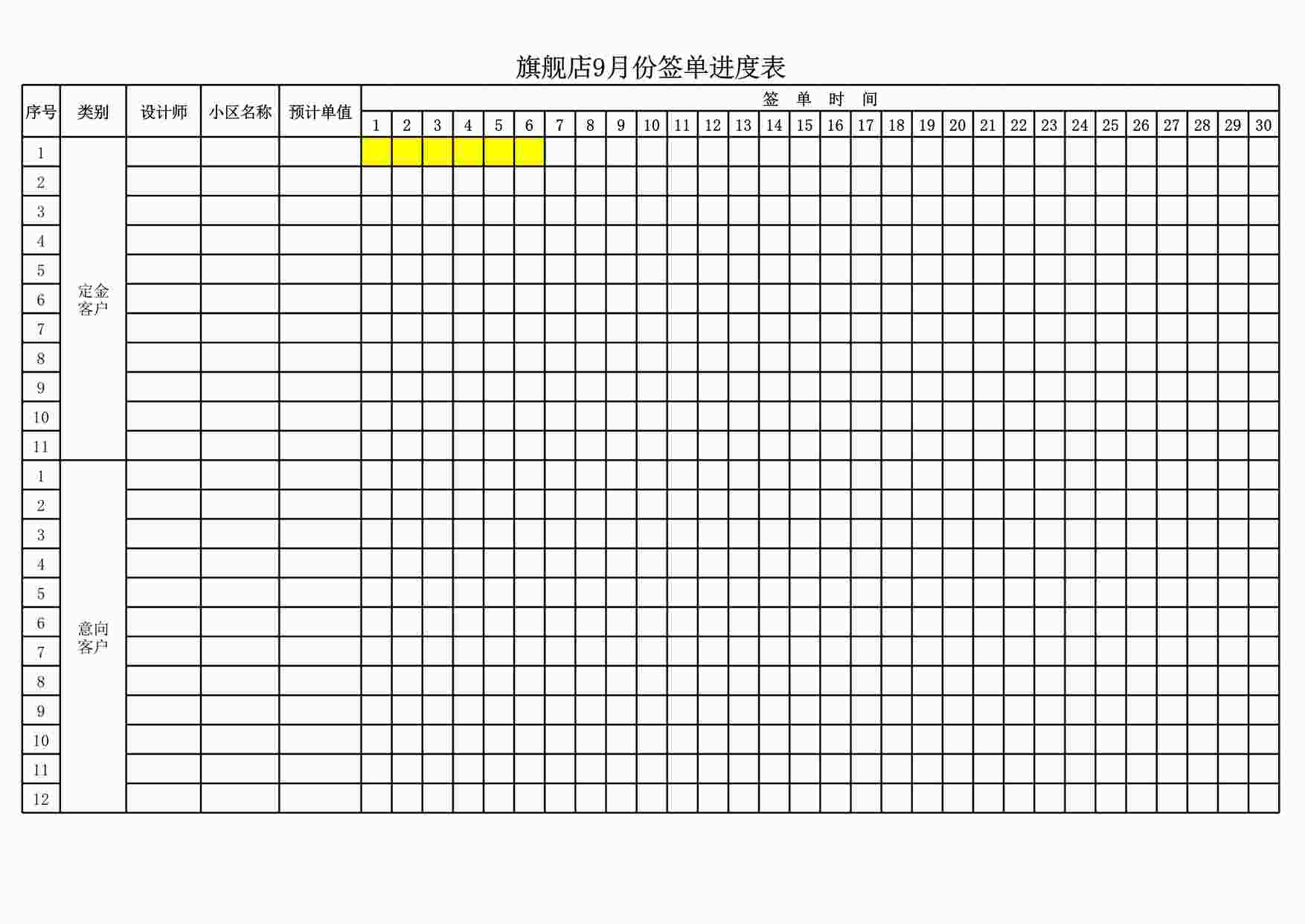 “元洲装饰10月份签单进度表XLS”第1页图片