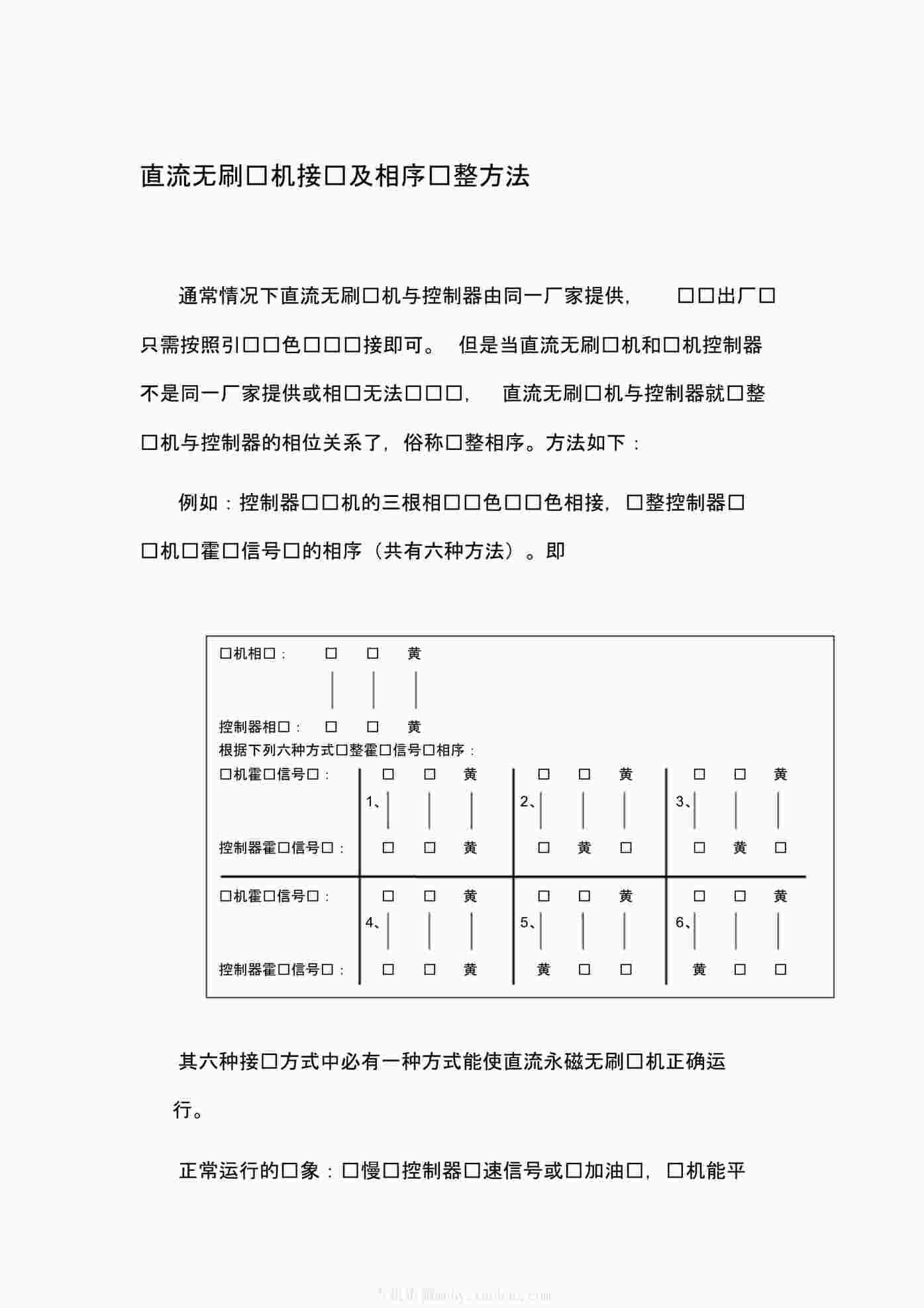 “直流无刷电机与控制器相序调整方法PDF”第1页图片