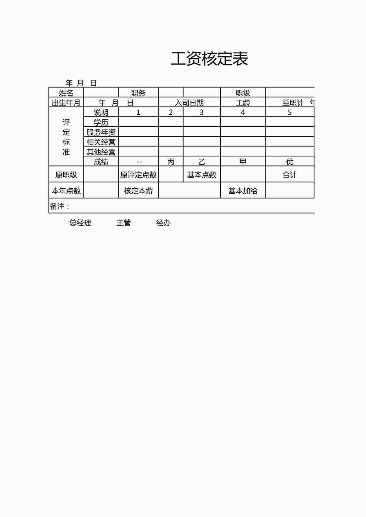 “工资核定表XLSX”第1页图片