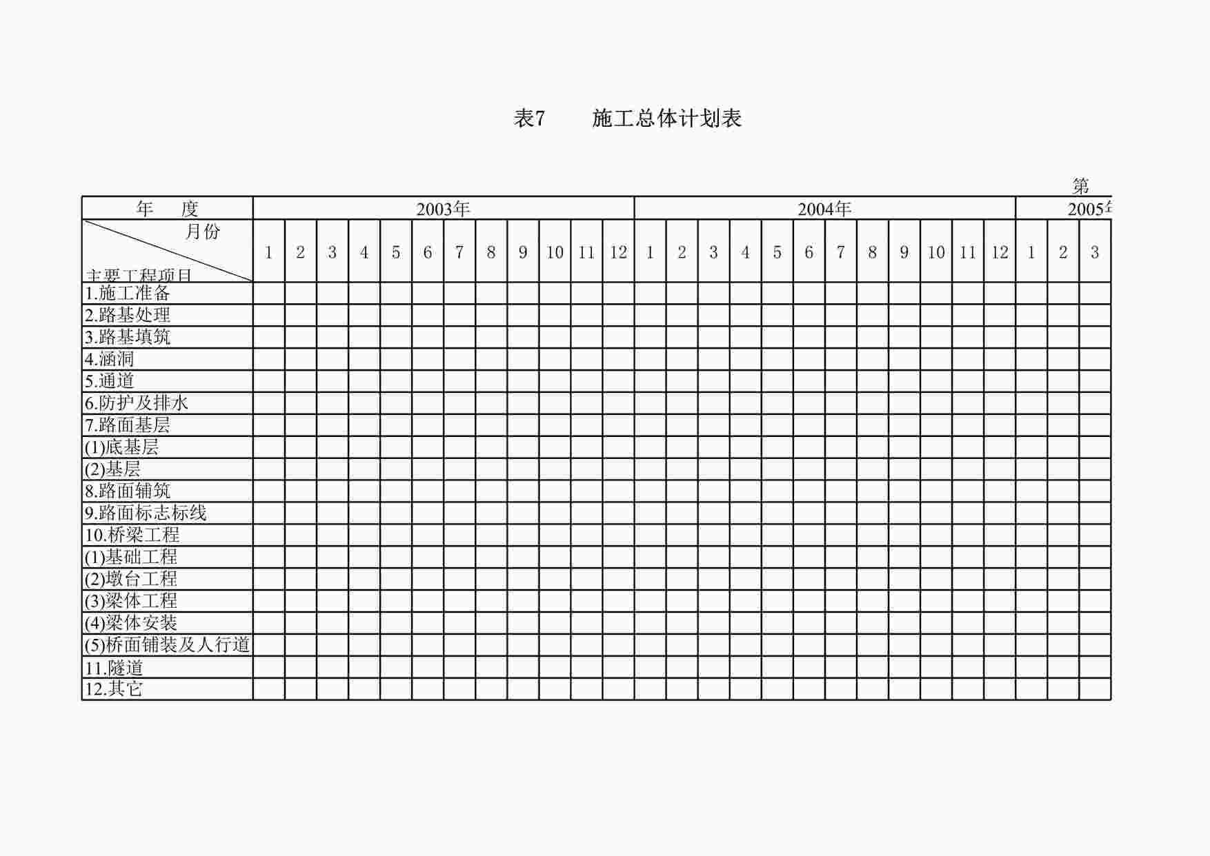 “《表7施工总体计划表》XLS”第1页图片