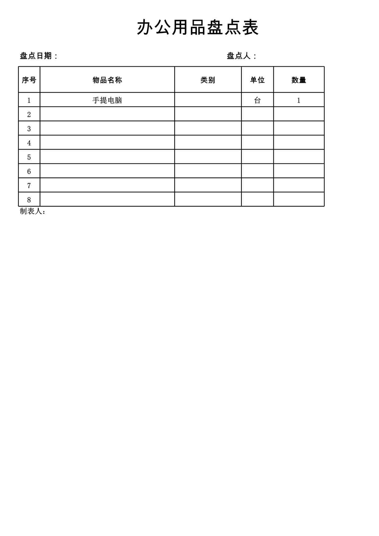 “办公用品盘点表36XLSX”第1页图片