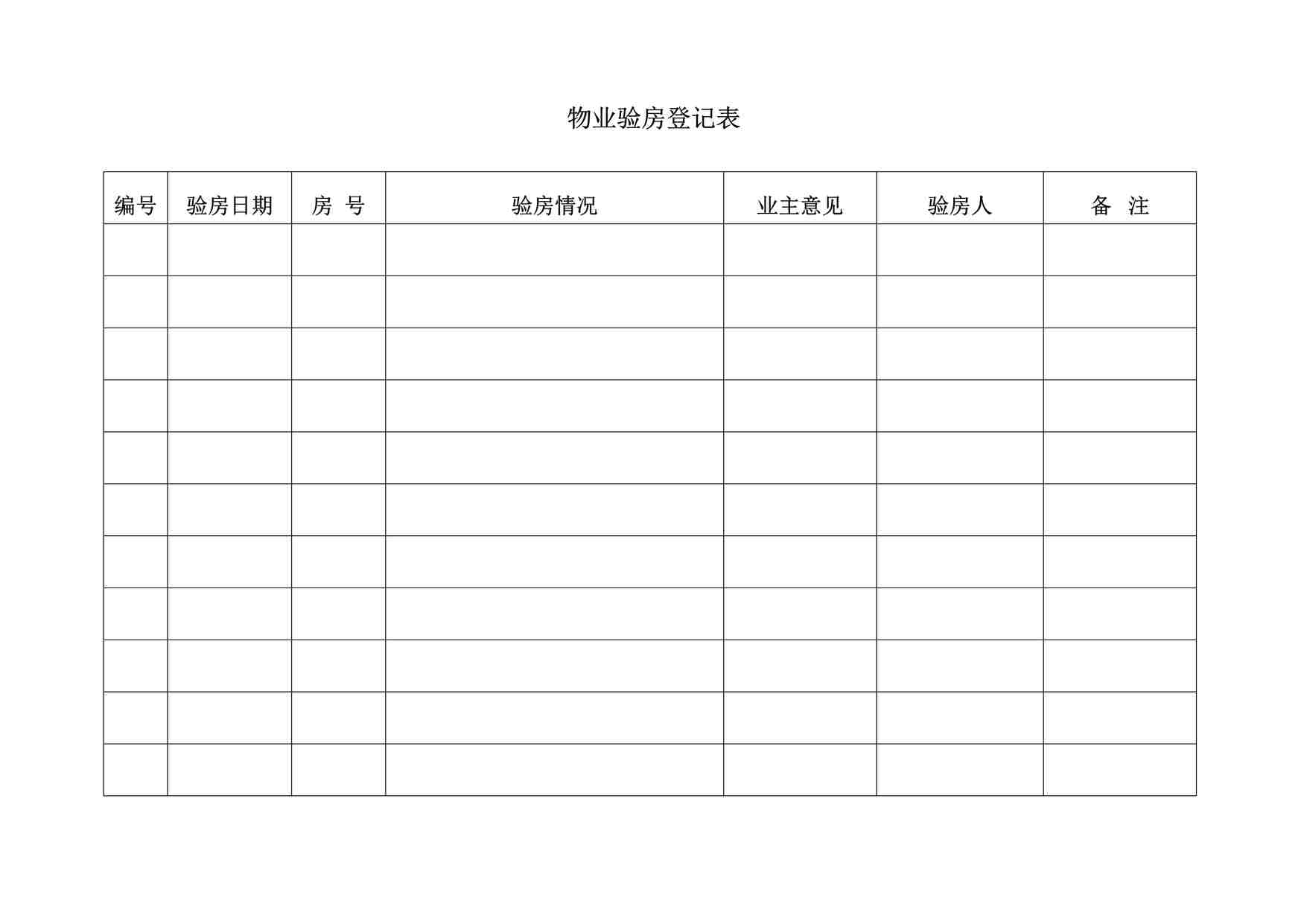 “物业验房登记表DOC”第1页图片