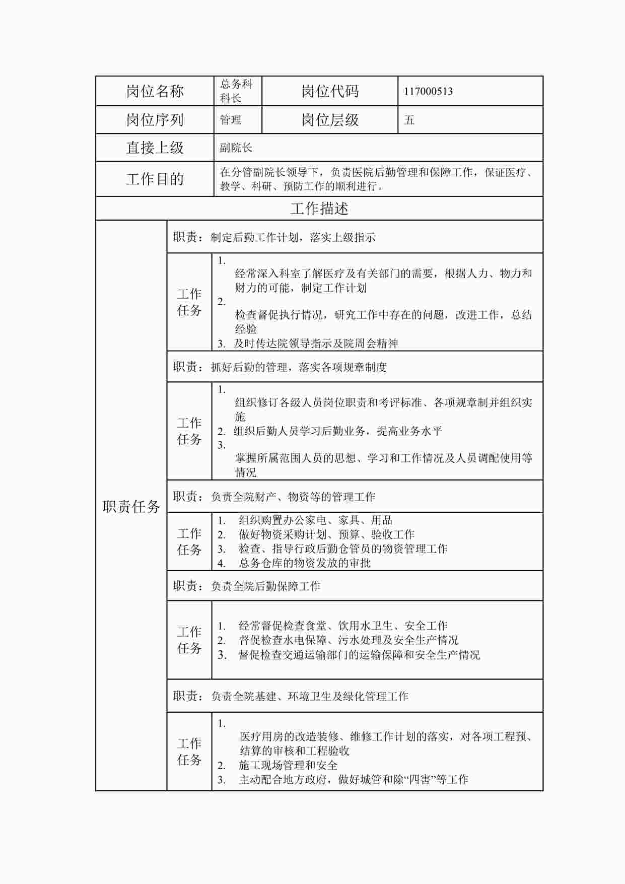 “最新总务科科长职位说明书DOC”第1页图片