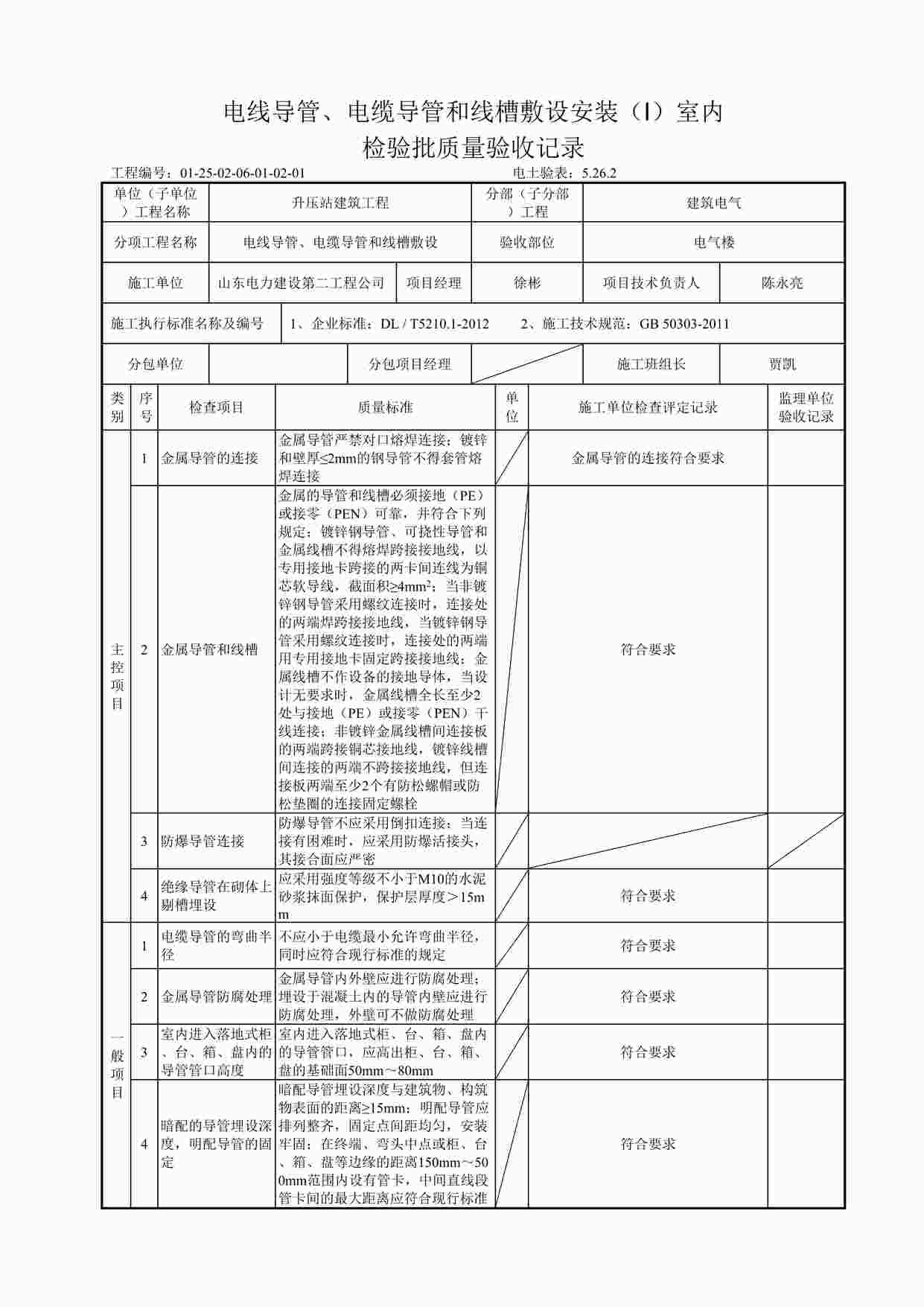 “电线导管、电缆导管和线槽敷设安装（Ⅰ）室内检验批质量验收记录DOC”第1页图片