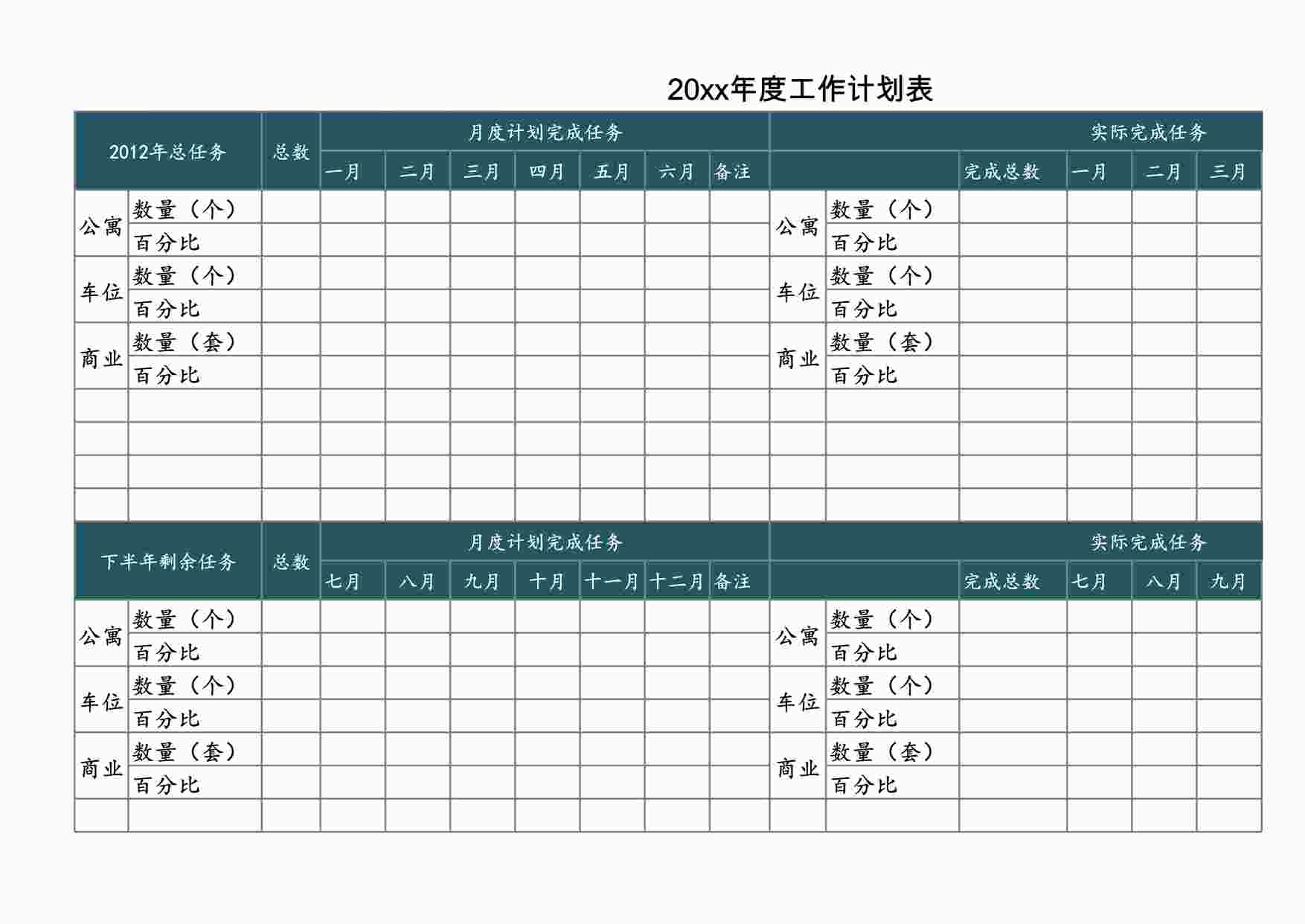 “2025年房地产销售年度工作计划XLSX”第1页图片