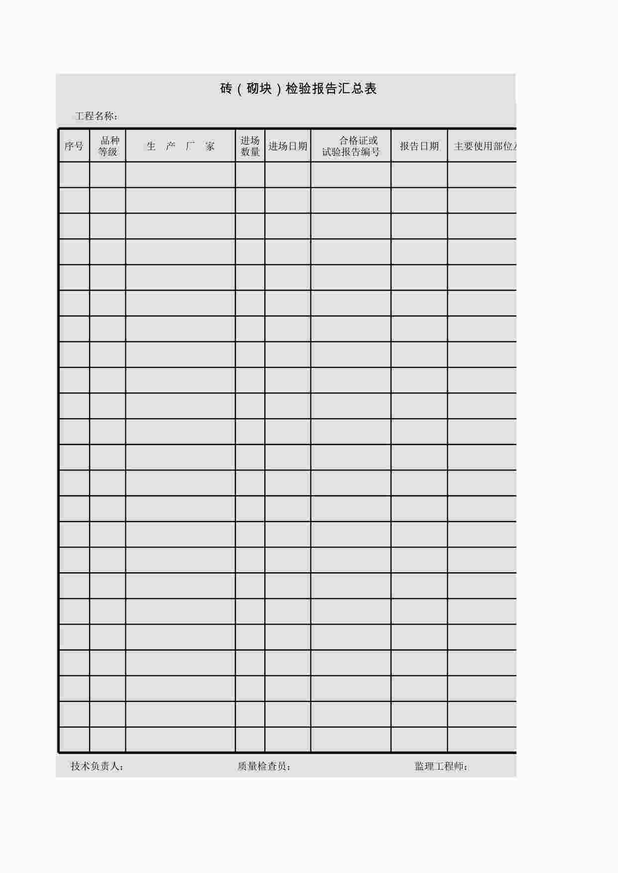 “《砖检验报告汇总表》XLS”第1页图片