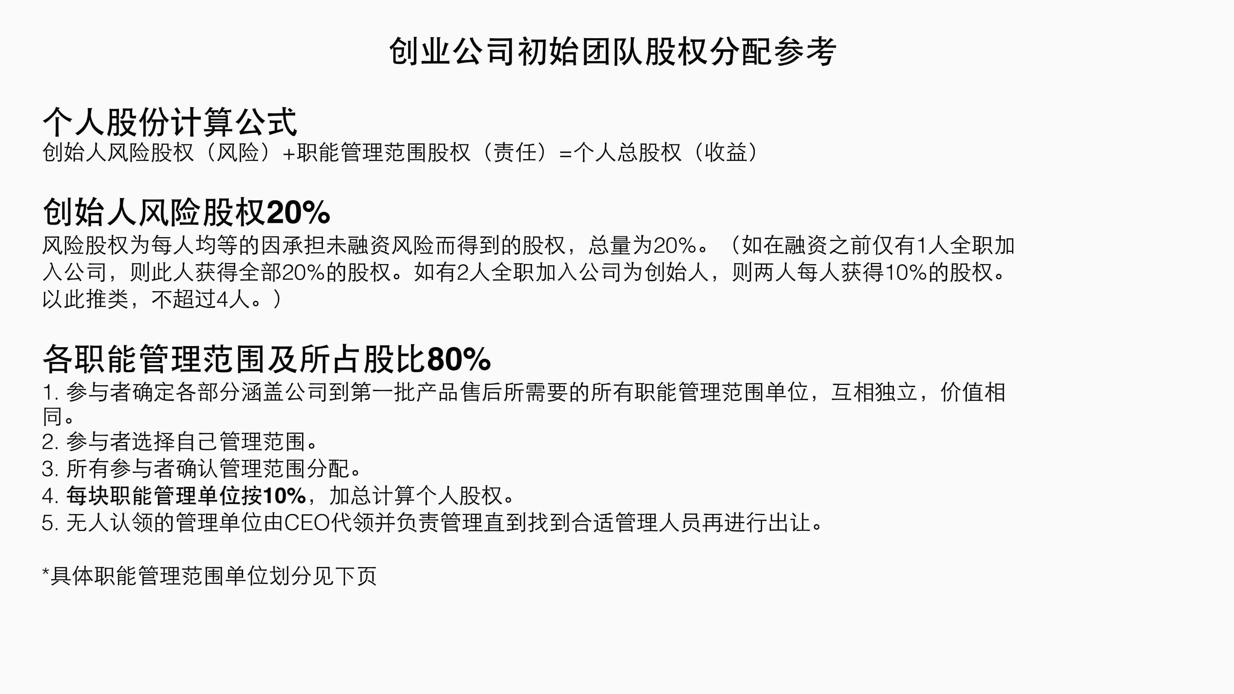 “创业公司初始团队股权分配参考PDF”第1页图片