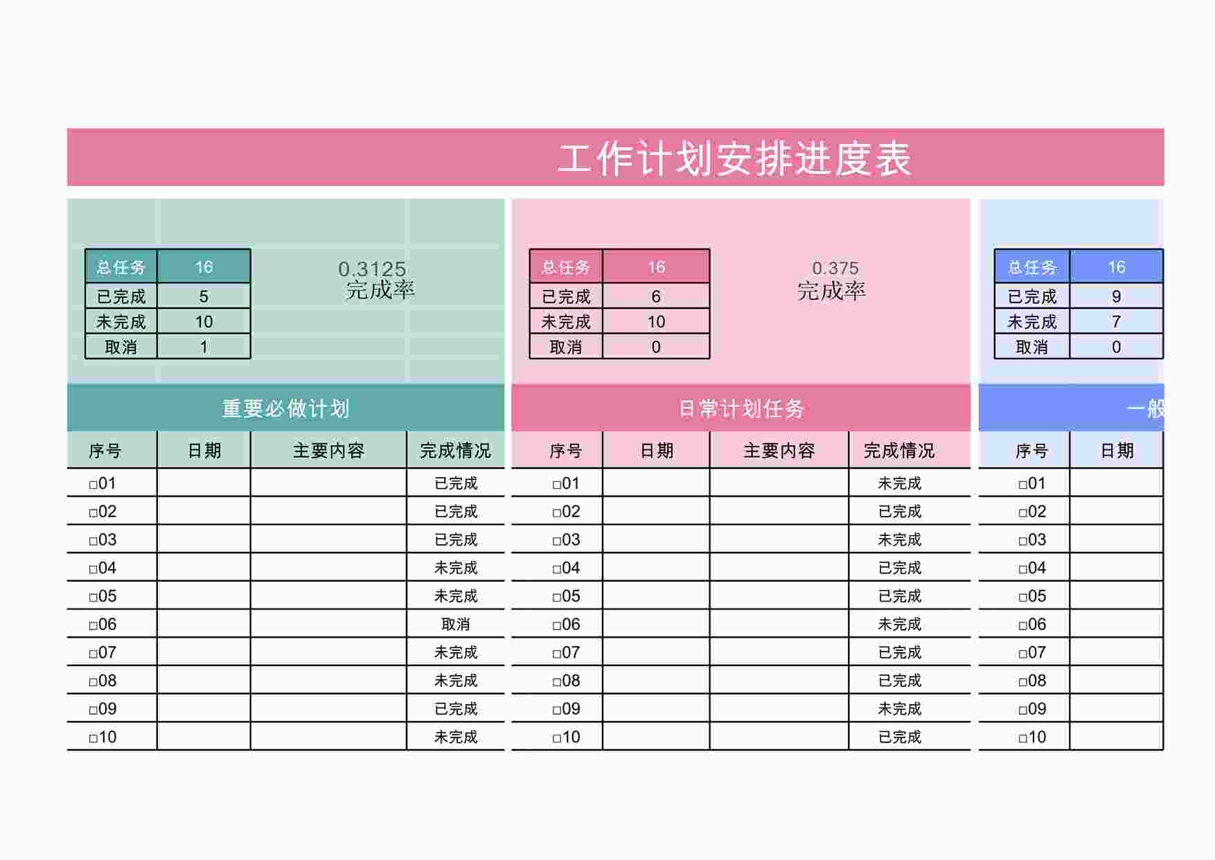 “2025年工作计划安排进度表Excel模板XLSX”第1页图片