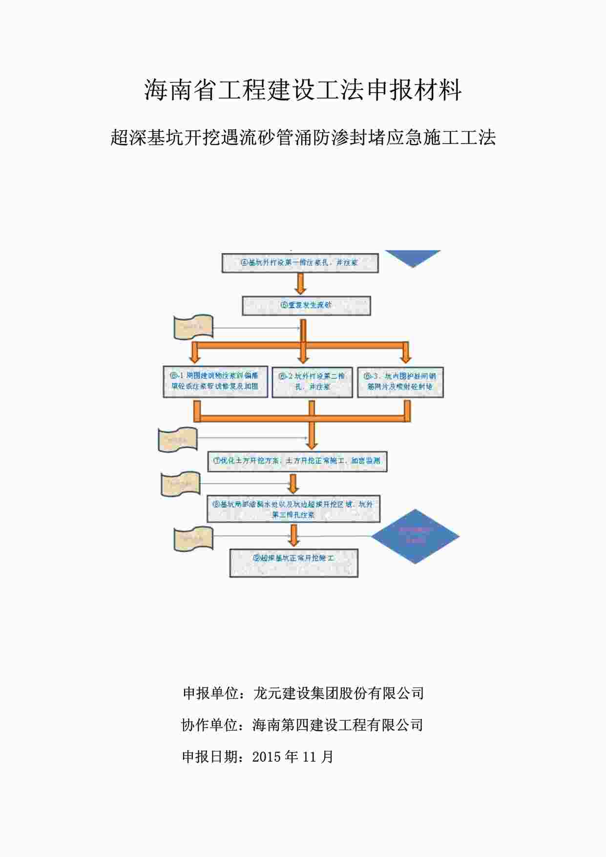 “工法申报材料电子版本（流砂）QC小组成果报告PDF”第1页图片