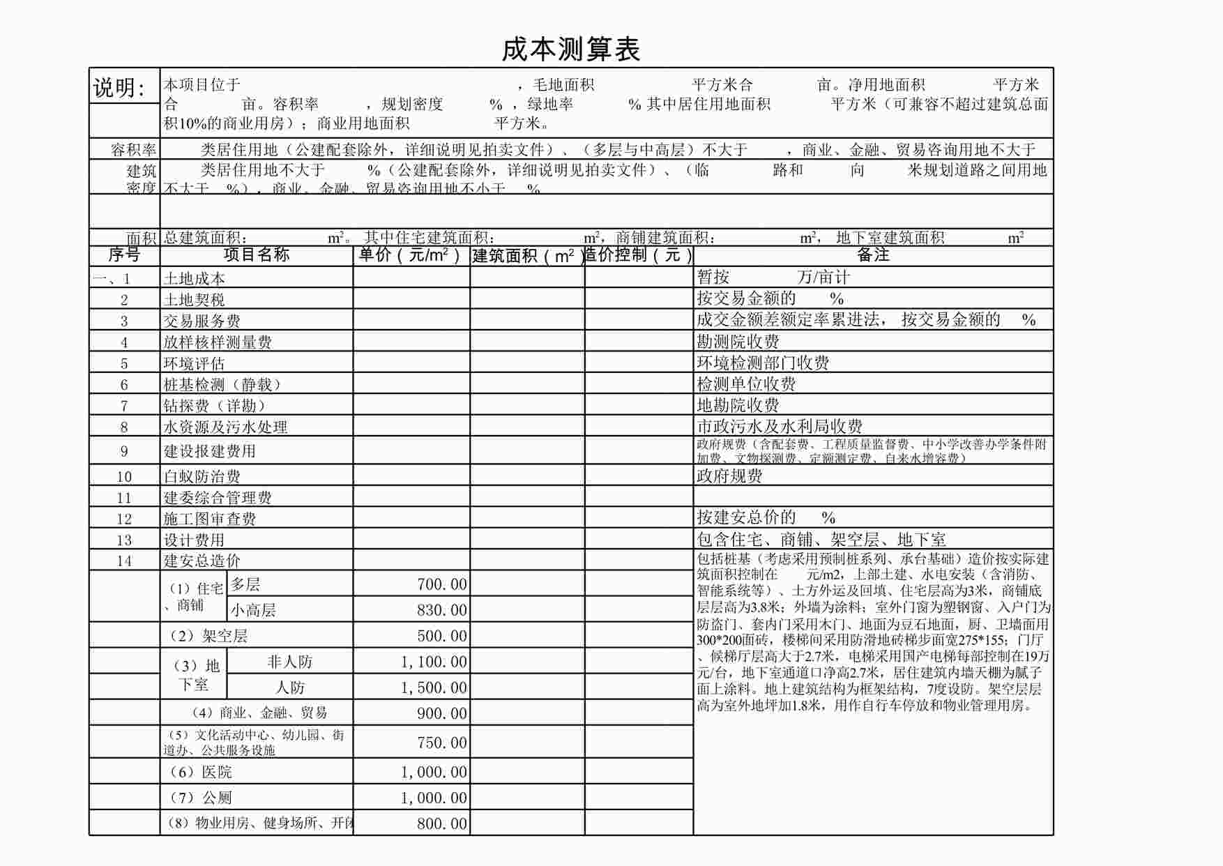 “兴元地产成本控制表10。15XLS”第1页图片