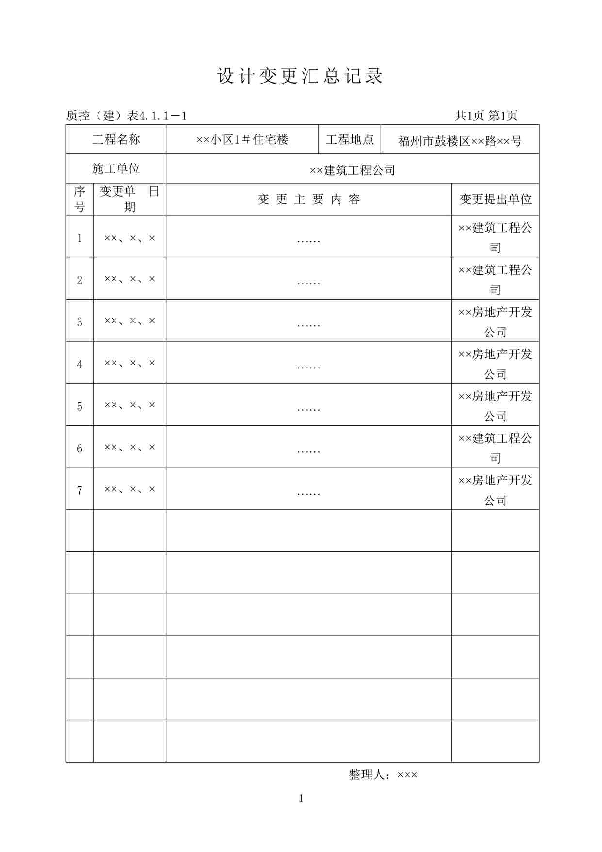 “设计变更汇总记录等工程附表ADOC”第1页图片