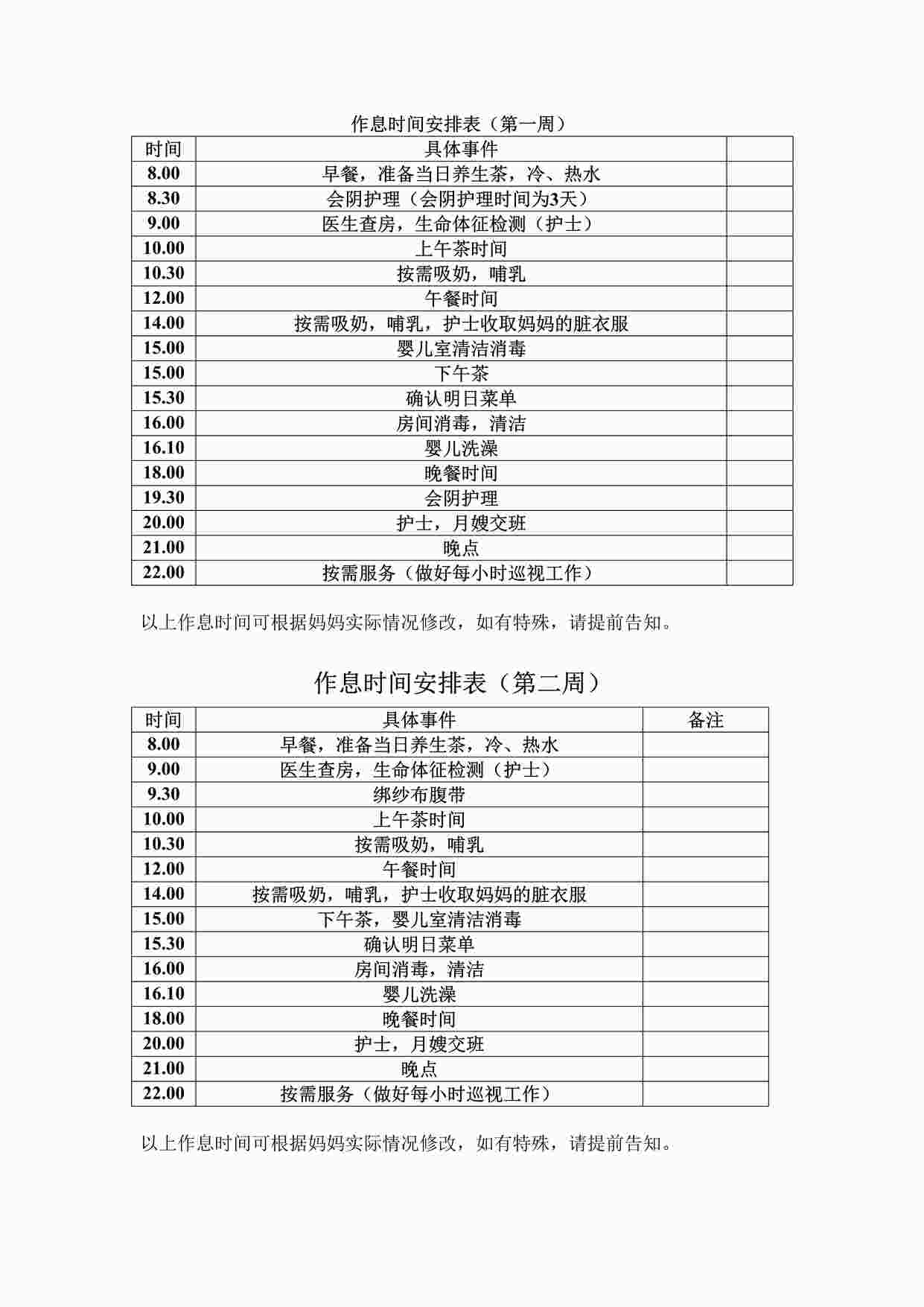 “月子会所产妇作息时间安排表DOC”第1页图片