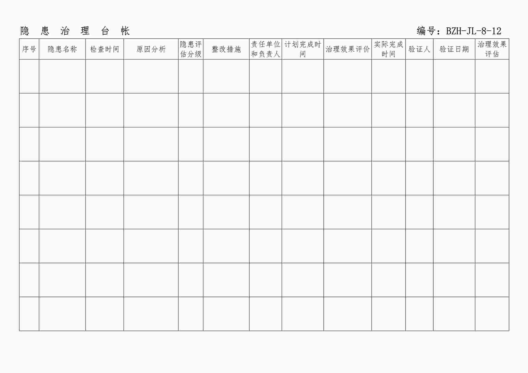 “某制造型企业隐患治理台帐DOC”第1页图片