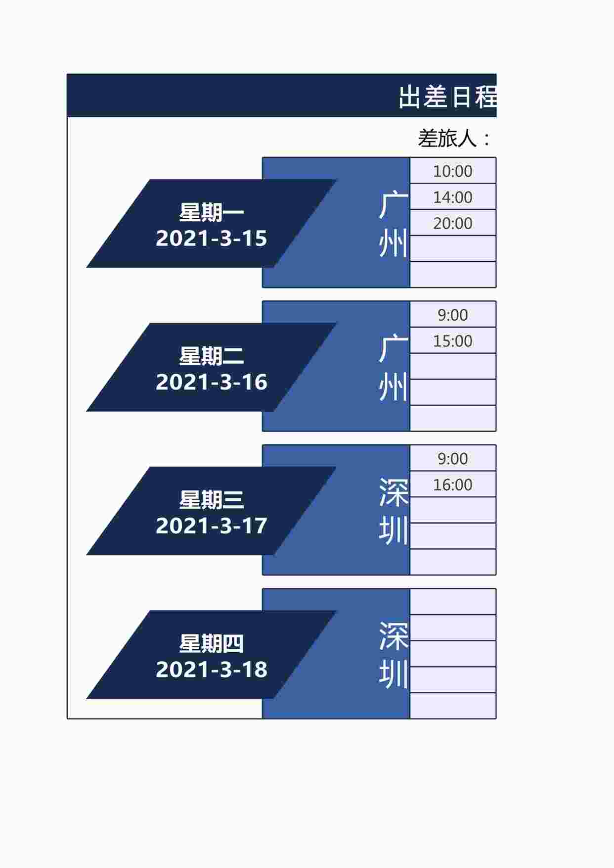 “出差日程安排计划表XLSX”第1页图片