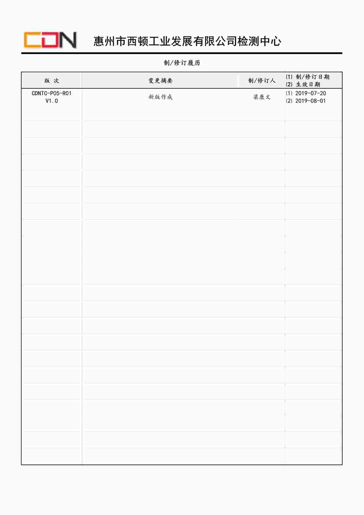 “西顿照明CDNTC-P05-R01设备台帐V1.0PDF”第1页图片