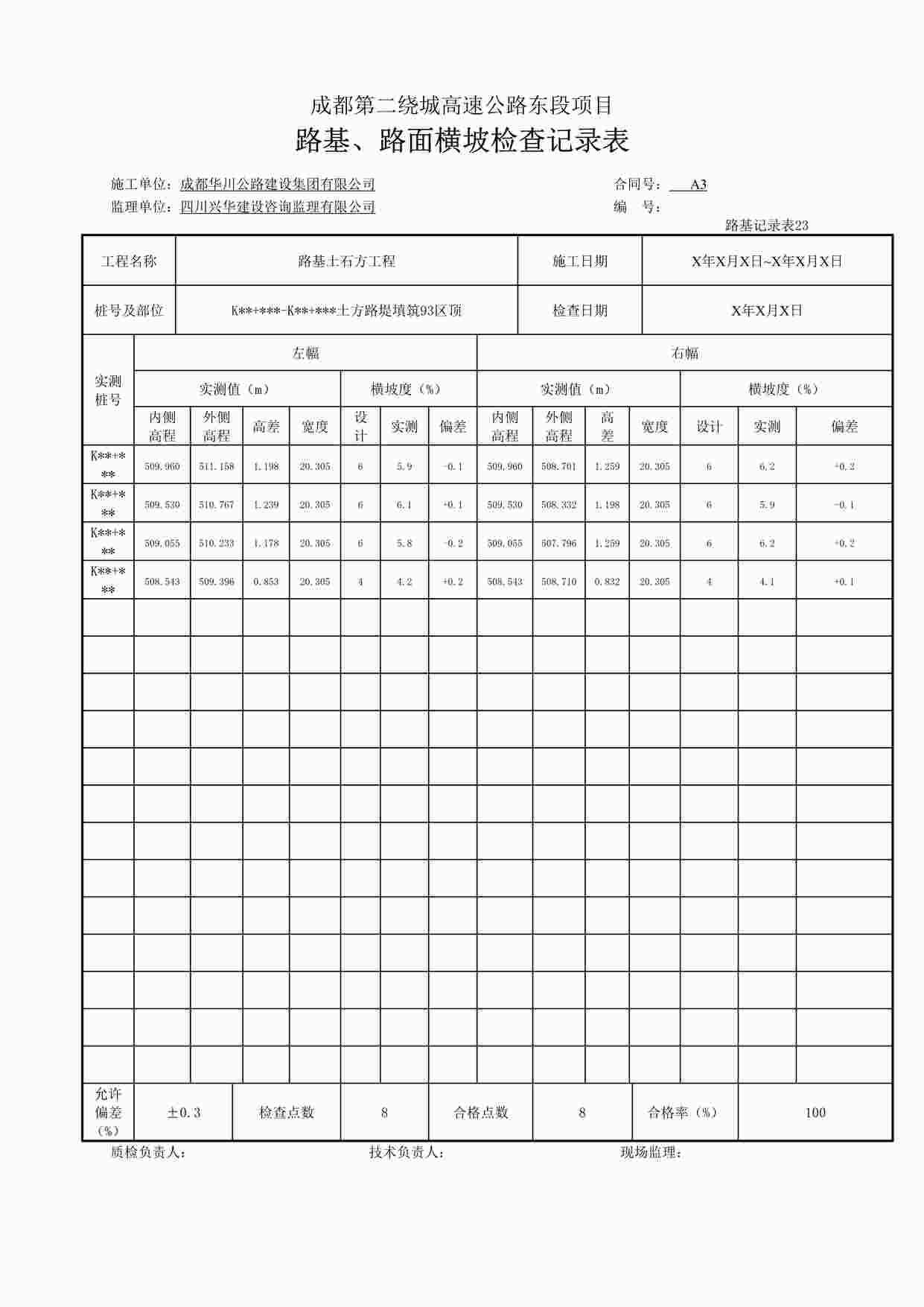 “《路基、路面横坡度检查记录表》DOC”第1页图片