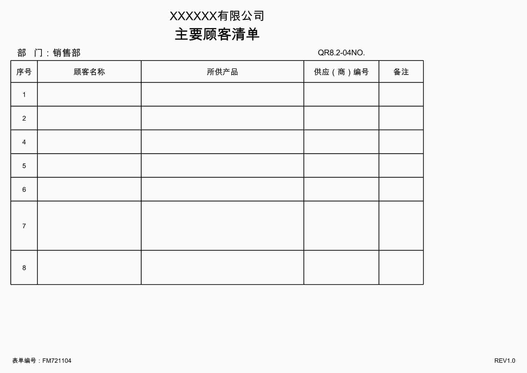 “上海赫塑汽车零部件公司QR8.2-04主要顾客清单XLSX”第1页图片