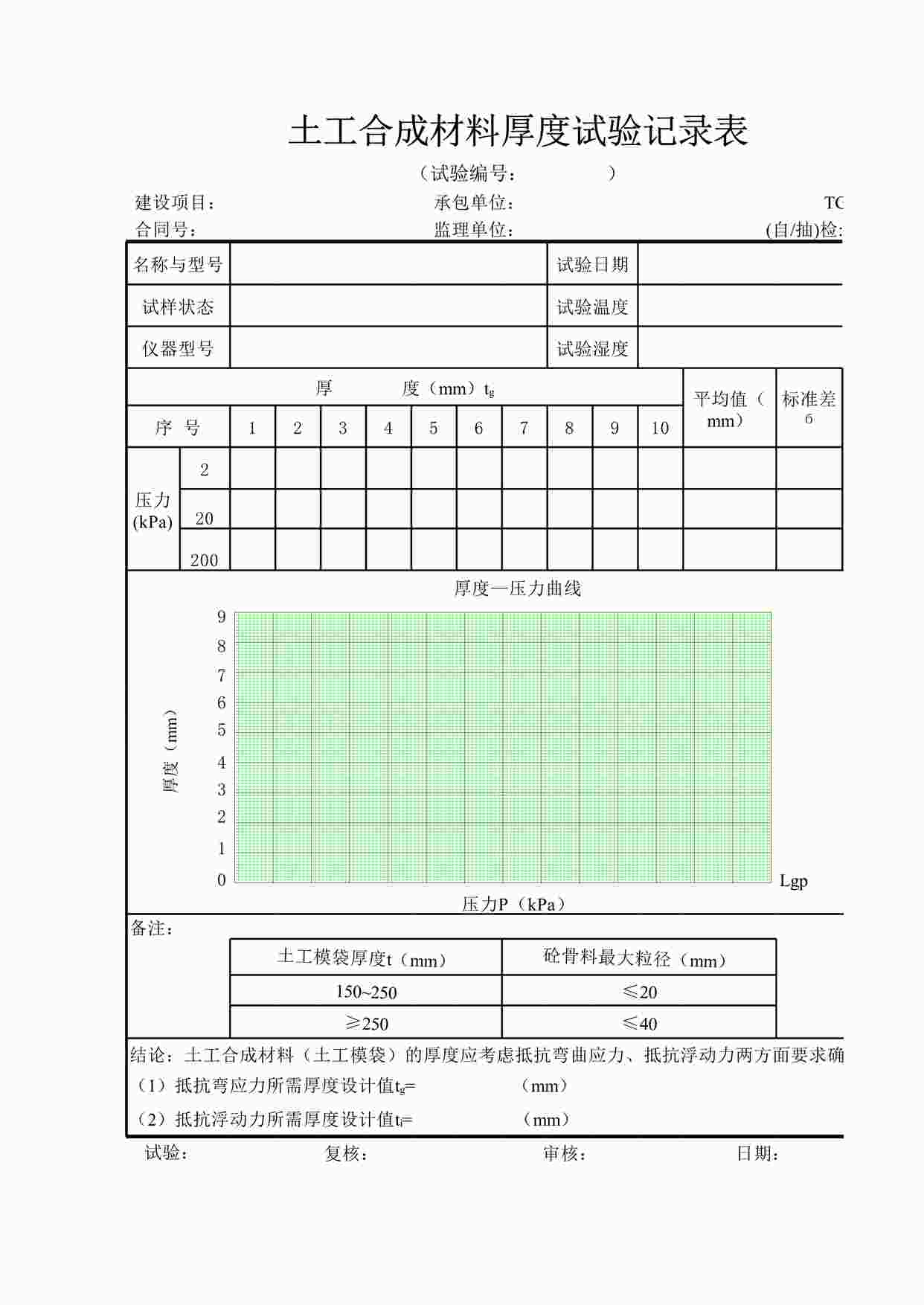 “TG-6土工合成材料厚度试验记录xiuXLS”第1页图片