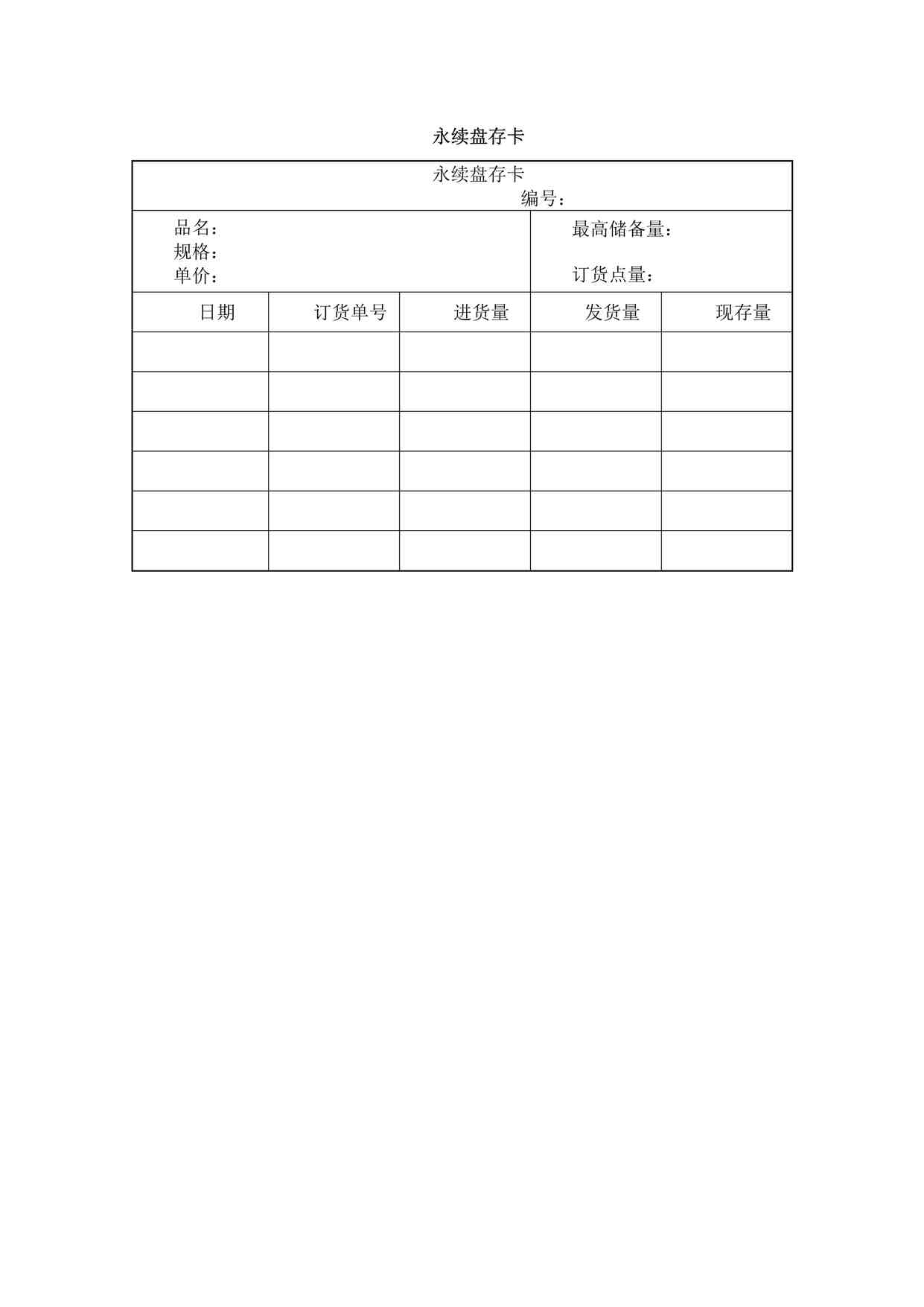 “某餐饮公司永续盘存卡DOCX”第1页图片